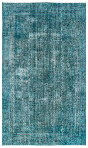 Retro Design Stone Blue Over Dyed Vintage Rug 5'4'' x 8'12'' ft 162 x 274 cm