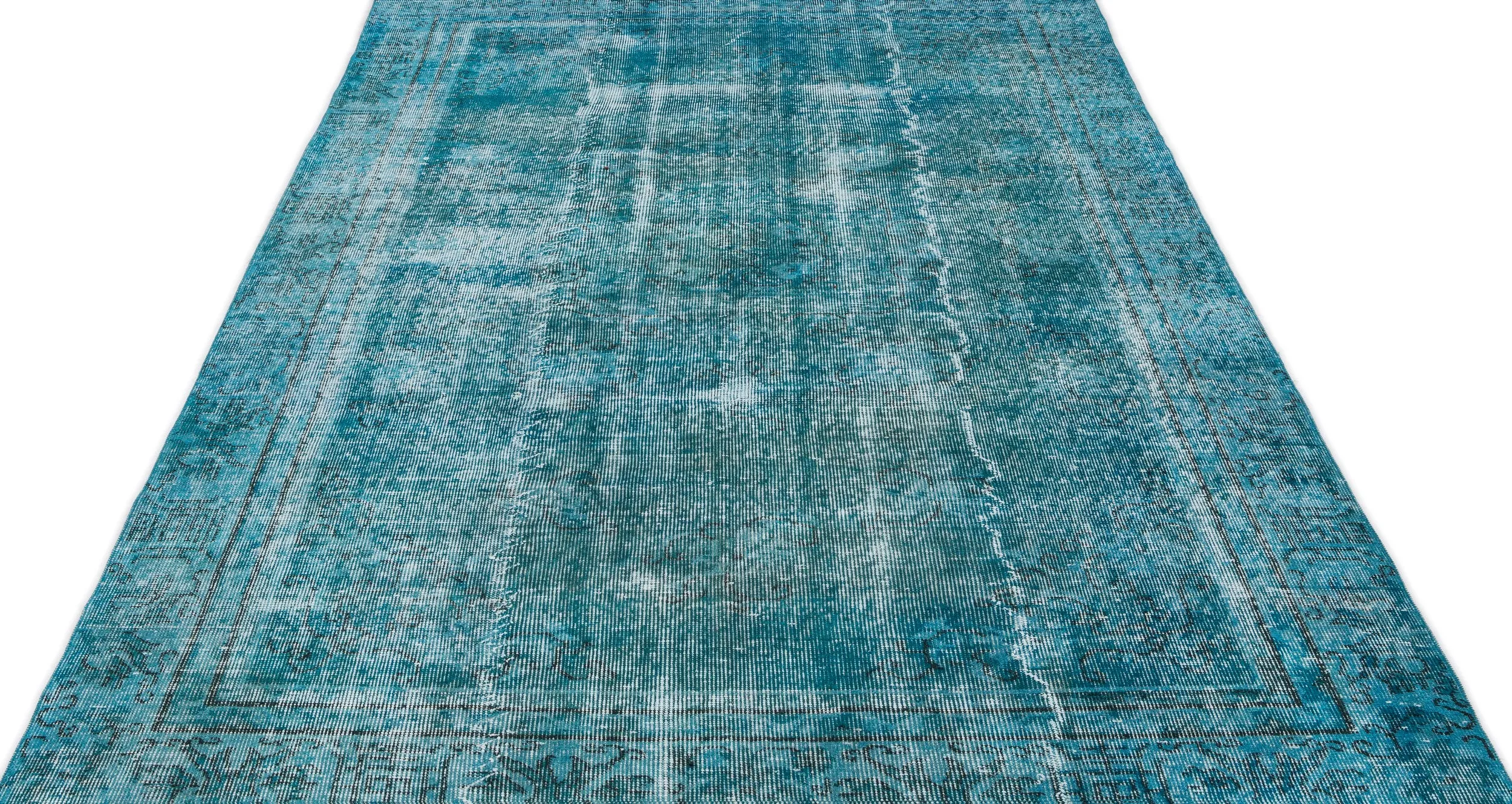 Retro Design Stone Blue Over Dyed Vintage Rug 5'4'' x 8'12'' ft 162 x 274 cm