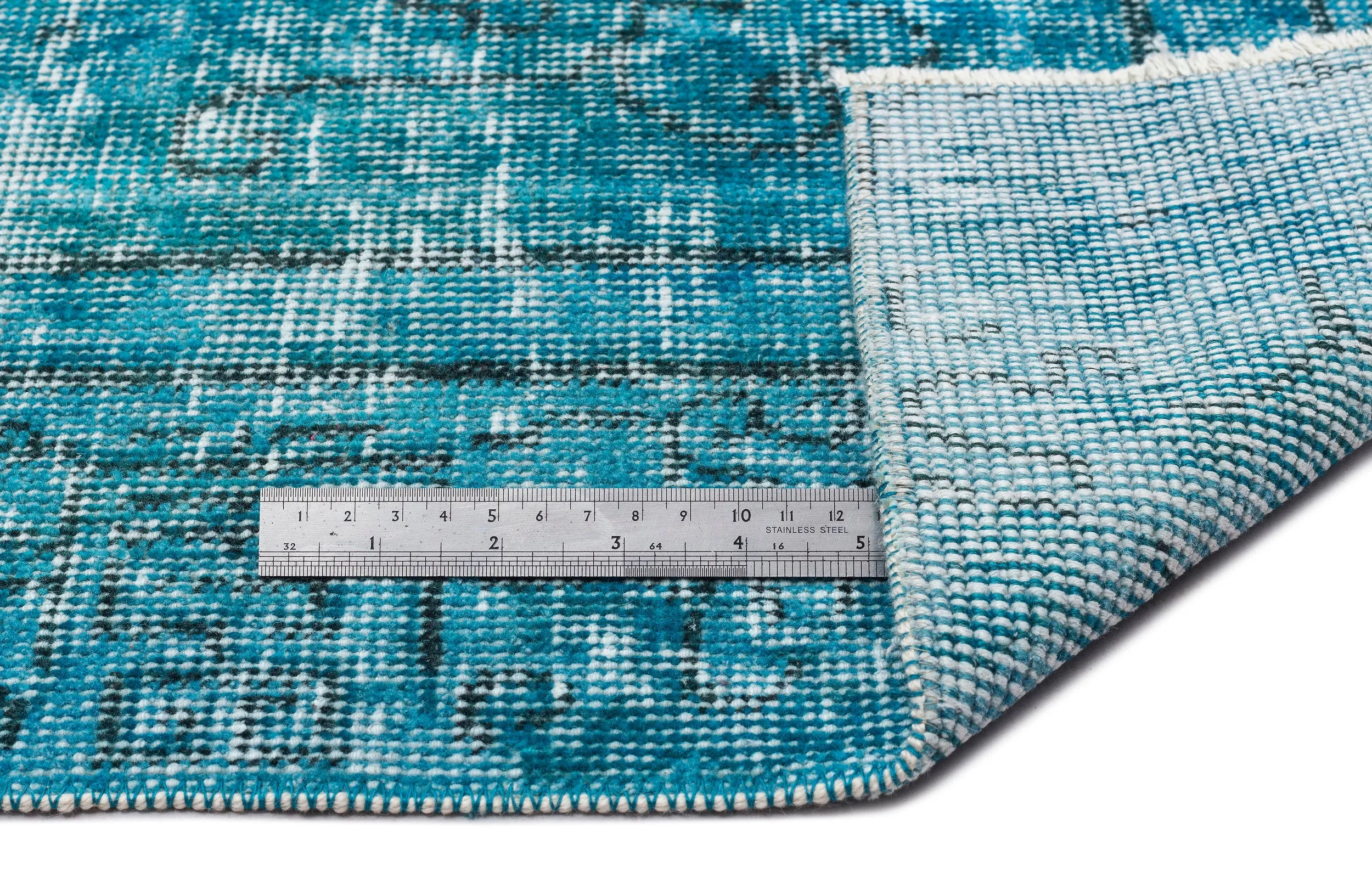 Retro Design Stone Blue Over Dyed Vintage Rug 5'4'' x 8'12'' ft 162 x 274 cm