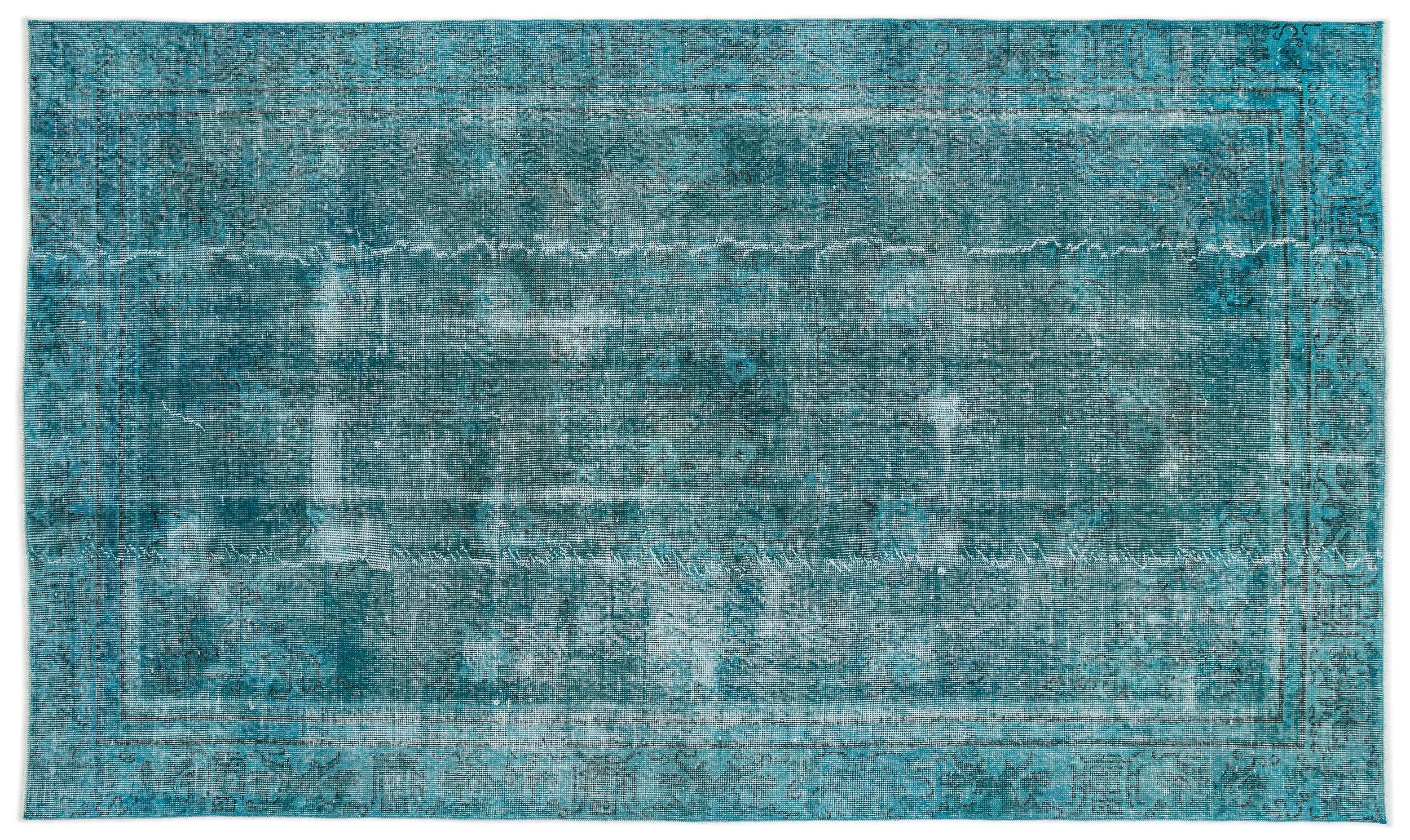 Retro Design Stone Blue Over Dyed Vintage Rug 5'4'' x 8'12'' ft 162 x 274 cm