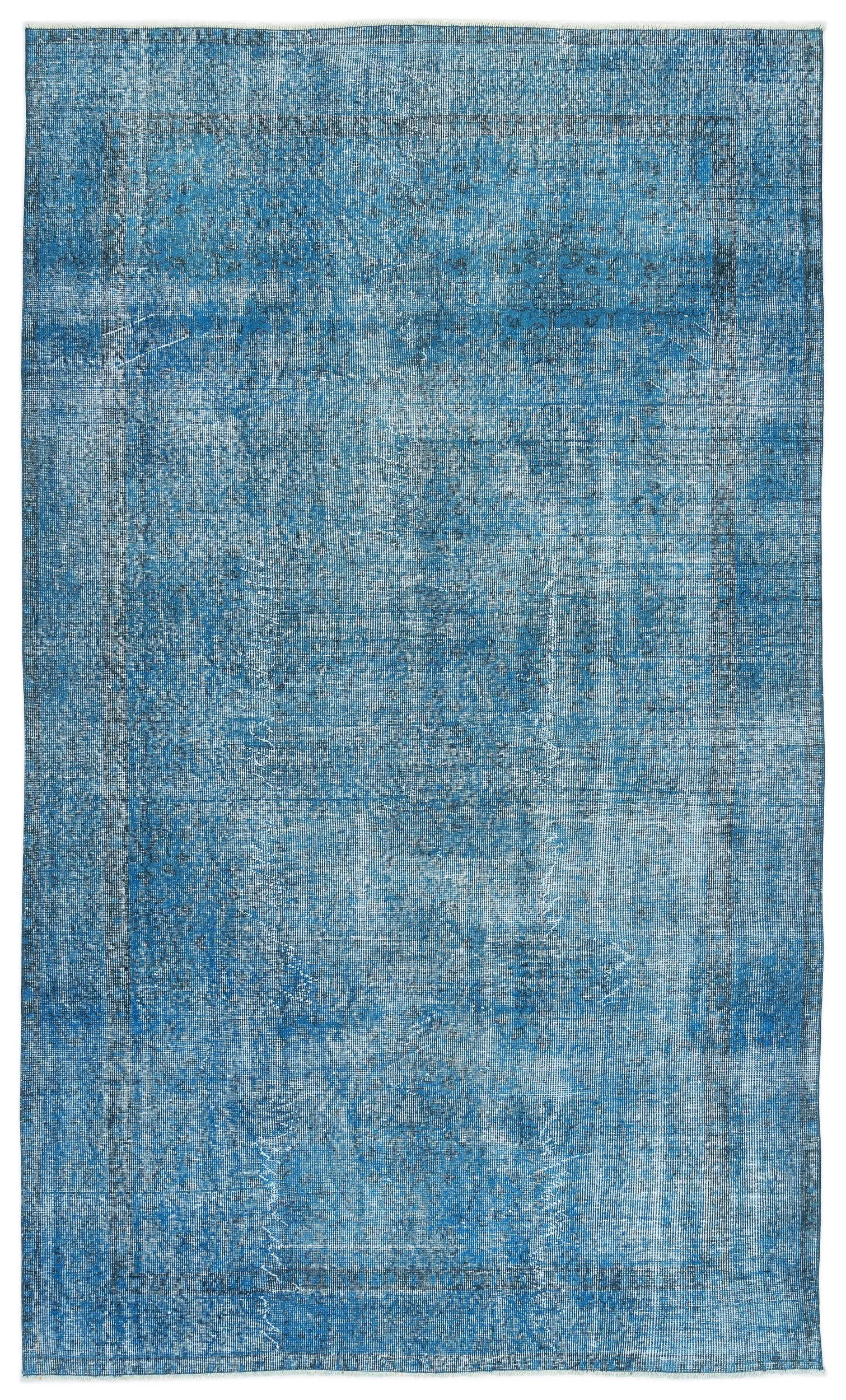 Retro Design Stone Blue Over Dyed Vintage Rug 5'5'' x 9'3'' ft 165 x 283 cm