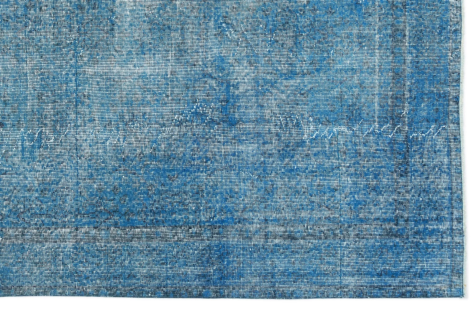 Retro Design Stone Blue Over Dyed Vintage Rug 5'5'' x 9'3'' ft 165 x 283 cm