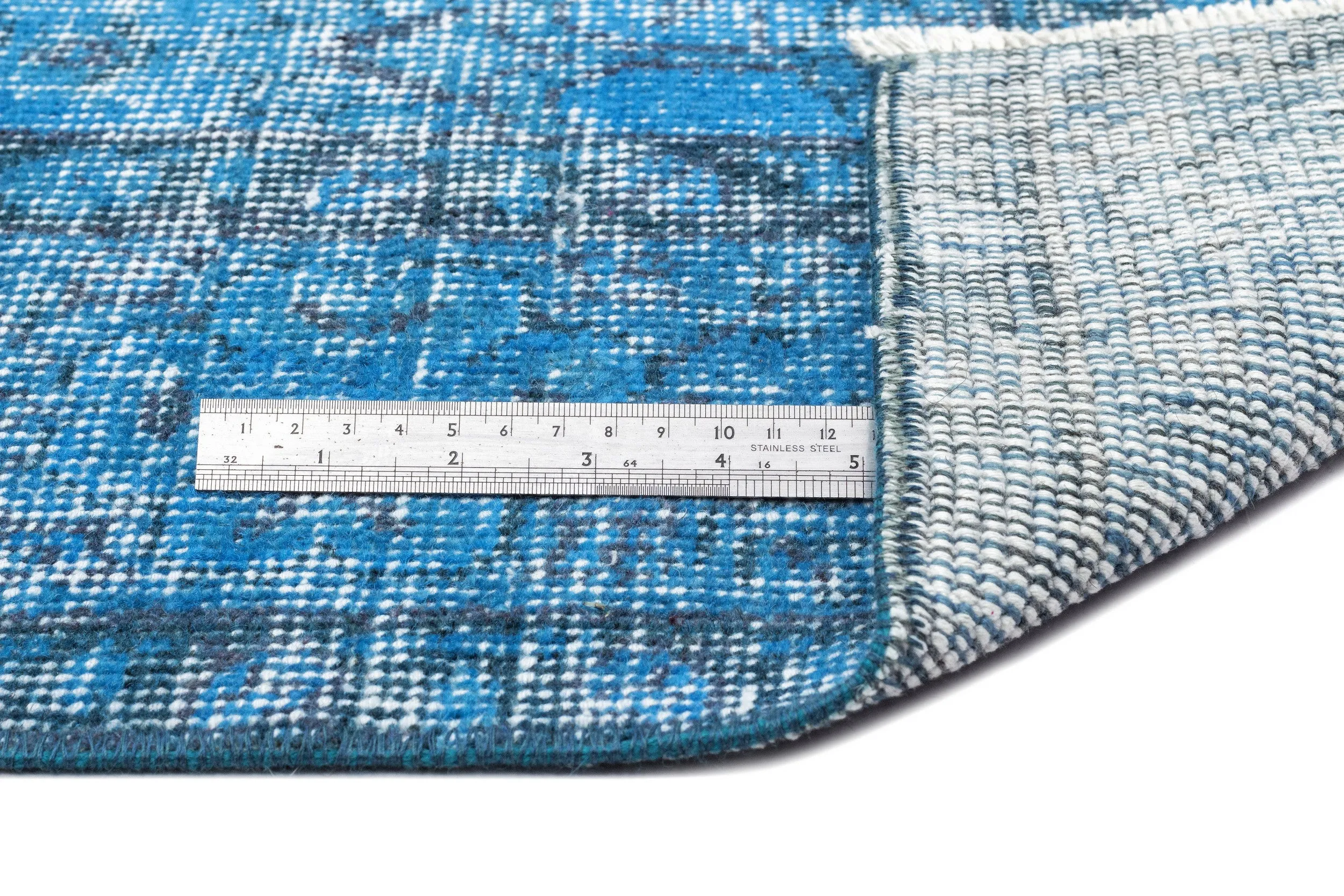 Retro Design Stone Blue Over Dyed Vintage Rug 5'5'' x 9'3'' ft 165 x 283 cm