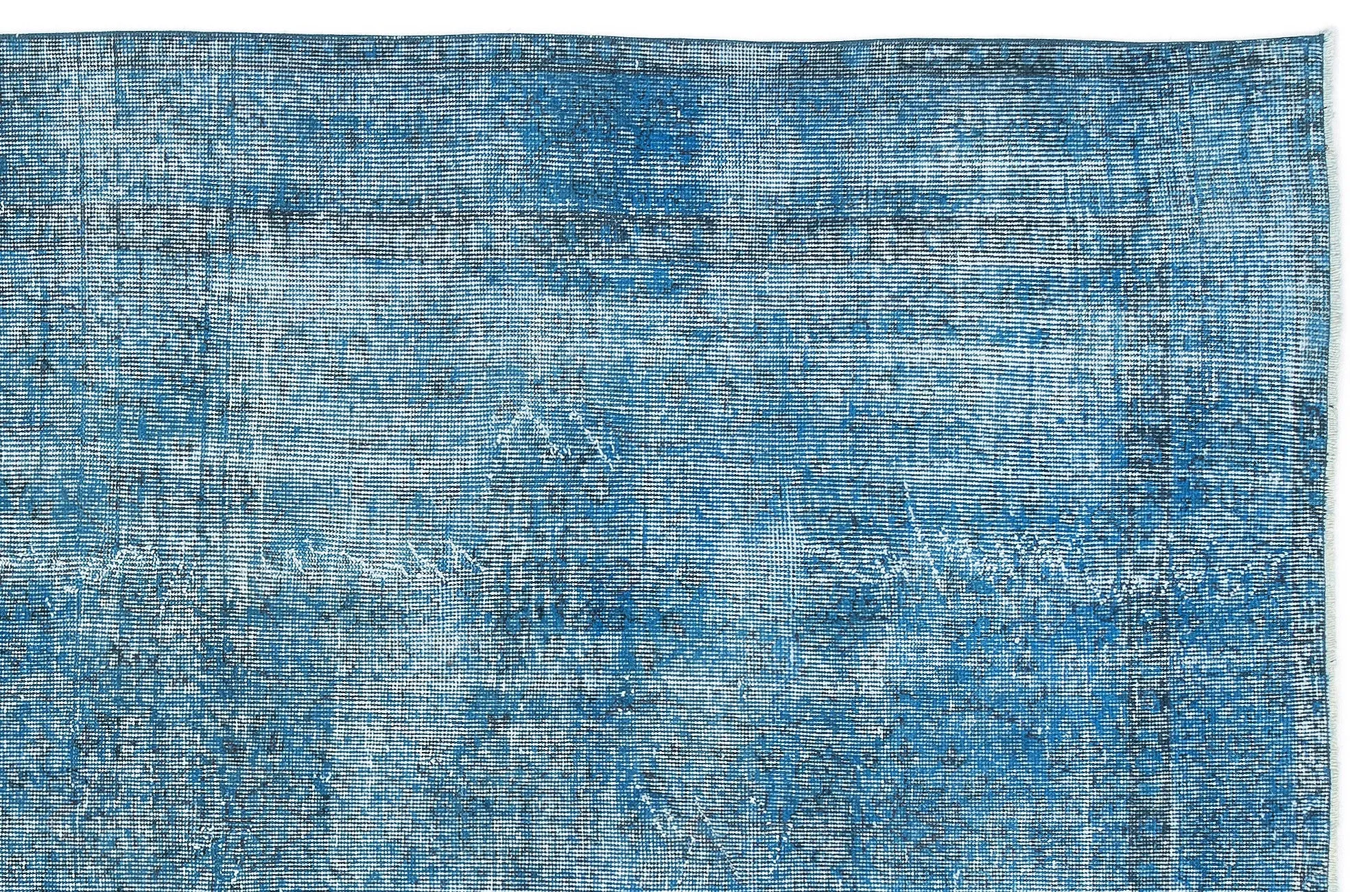 Retro Design Stone Blue Over Dyed Vintage Rug 5'5'' x 9'3'' ft 165 x 283 cm