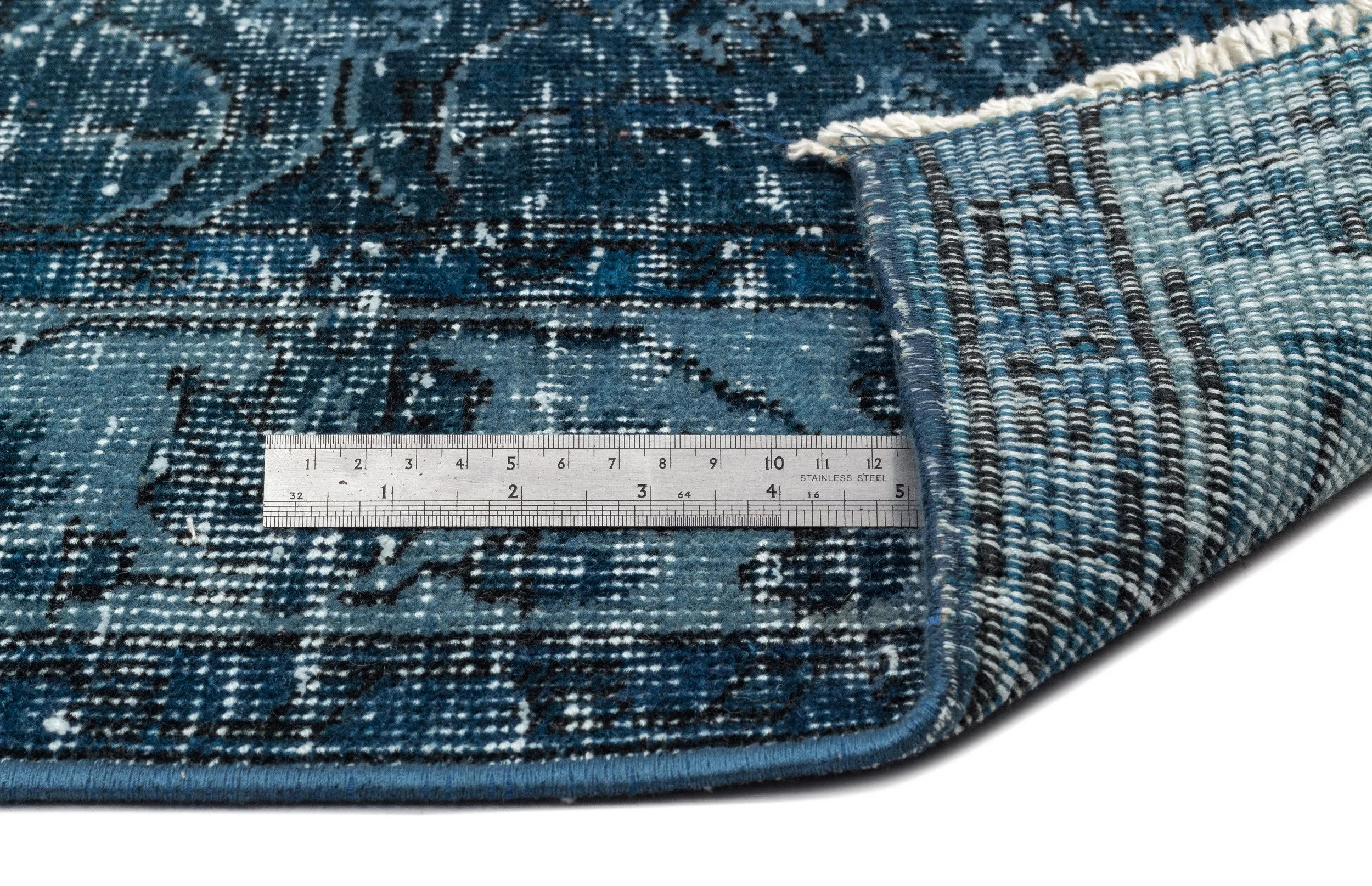 Retro Design Stone Blue Over Dyed Vintage Rug 5'6'' x 8'9'' ft 168 x 266 cm