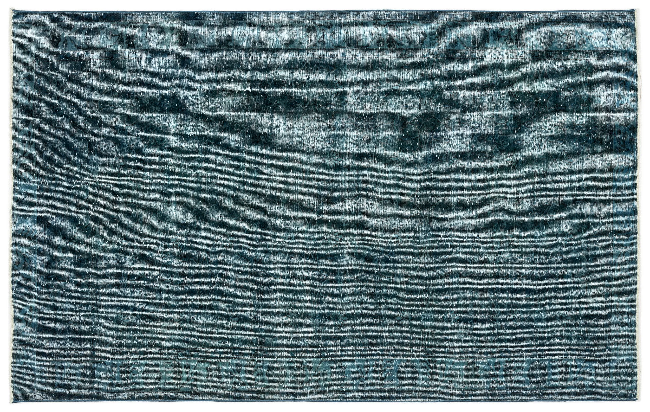 Retro Design Stone Blue Over Dyed Vintage Rug 5'6'' x 8'9'' ft 168 x 266 cm
