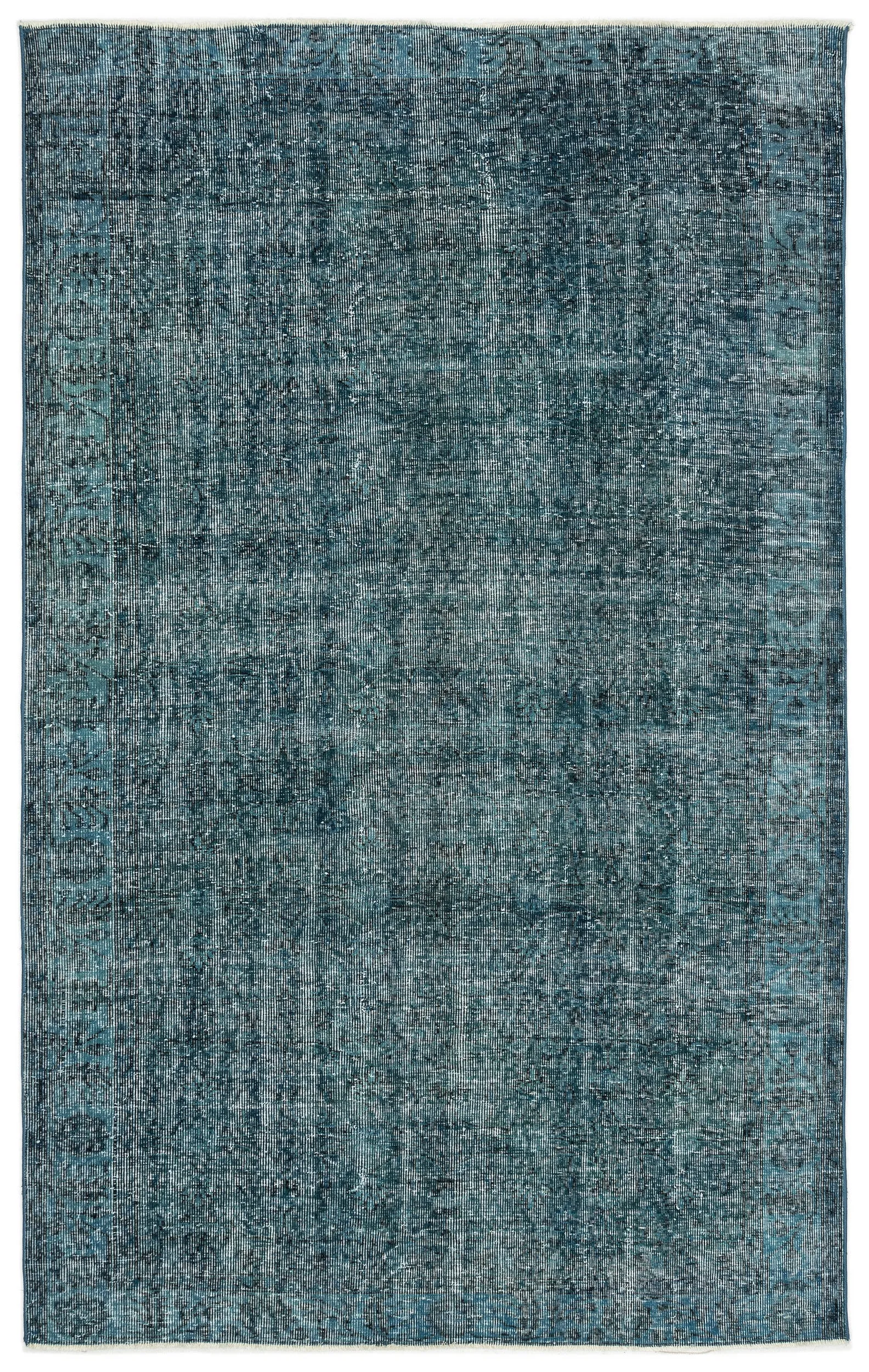 Retro Design Stone Blue Over Dyed Vintage Rug 5'6'' x 8'9'' ft 168 x 266 cm