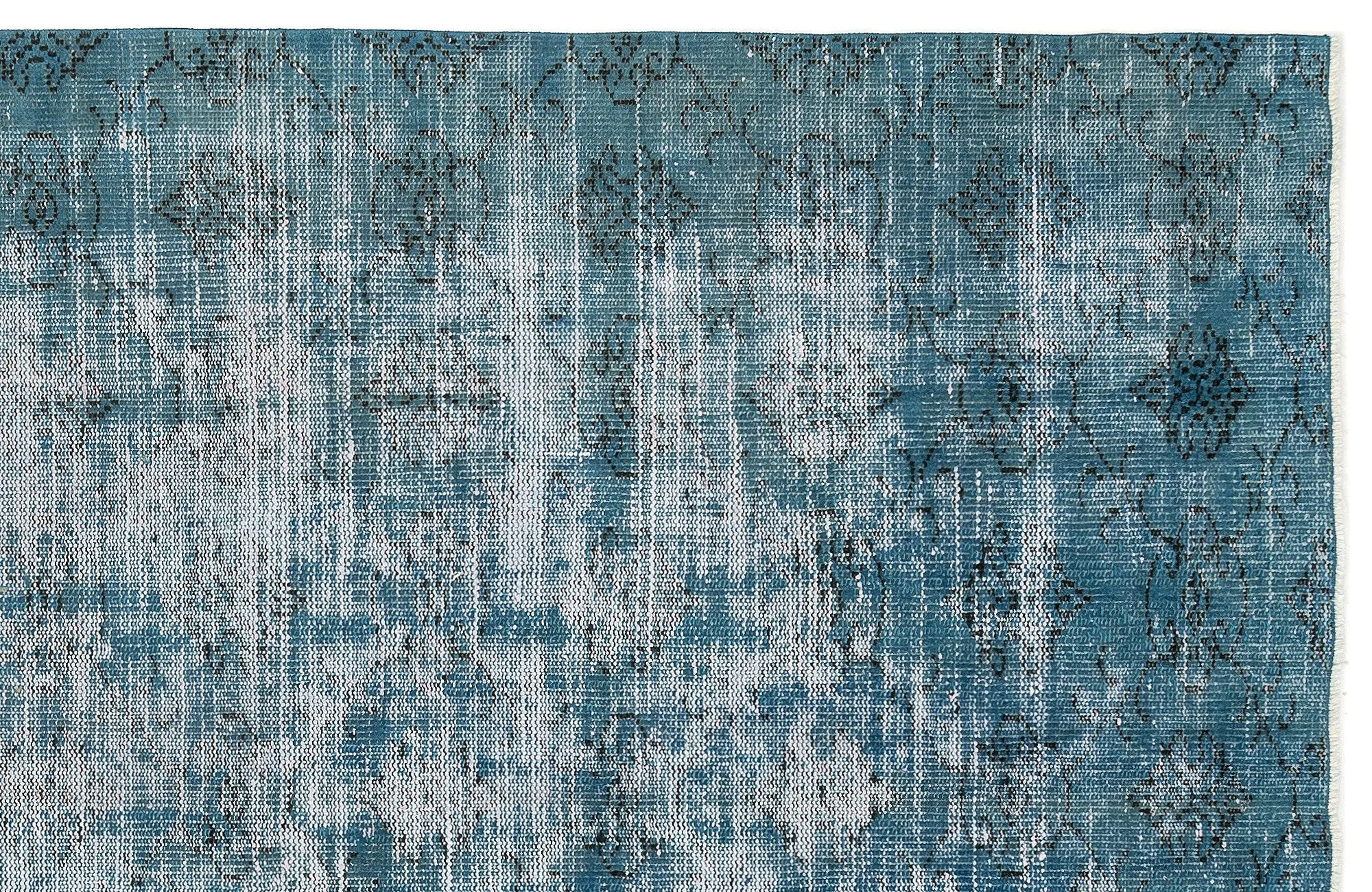 Retro Design Stone Blue Over Dyed Vintage Rug 5'7'' x 8'11'' ft 170 x 272 cm