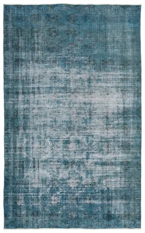 Retro Design Stone Blue Over Dyed Vintage Rug 5'7'' x 8'11'' ft 170 x 272 cm