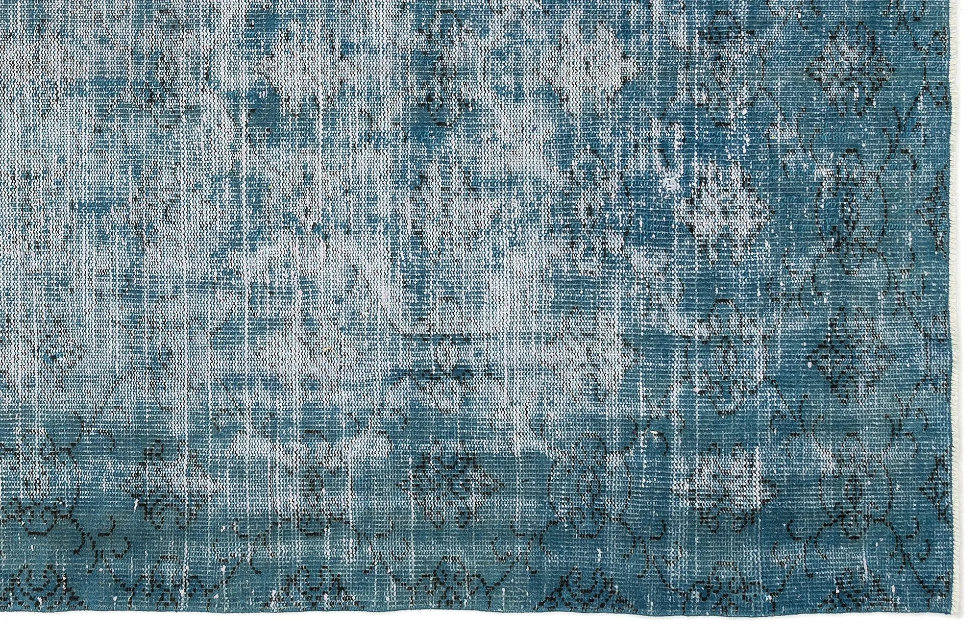 Retro Design Stone Blue Over Dyed Vintage Rug 5'7'' x 8'11'' ft 170 x 272 cm