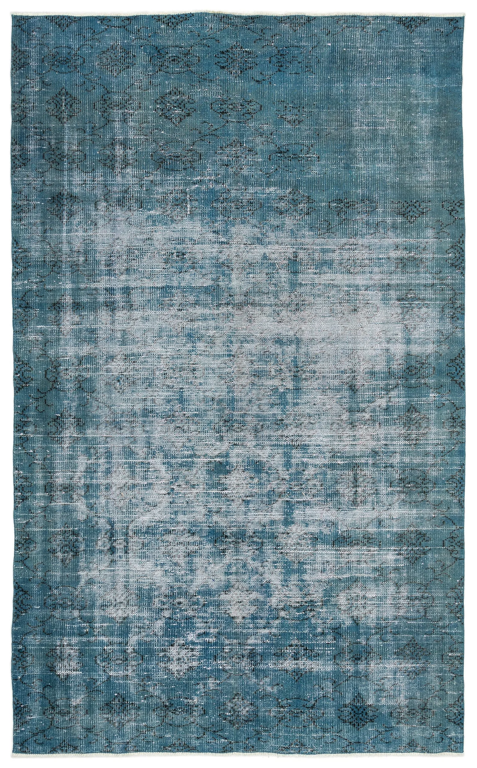 Retro Design Stone Blue Over Dyed Vintage Rug 5'7'' x 8'11'' ft 170 x 272 cm