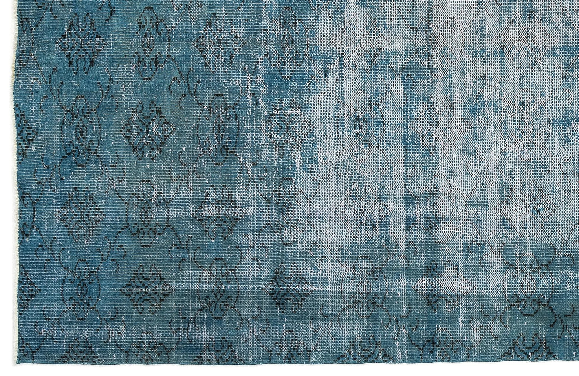 Retro Design Stone Blue Over Dyed Vintage Rug 5'7'' x 8'11'' ft 170 x 272 cm