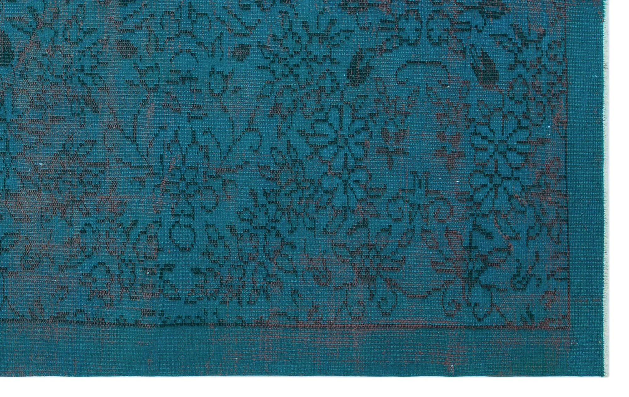 Retro Design Turquoise Over Dyed Vintage Rug 4'10'' x 7'10'' ft 148 x 240 cm