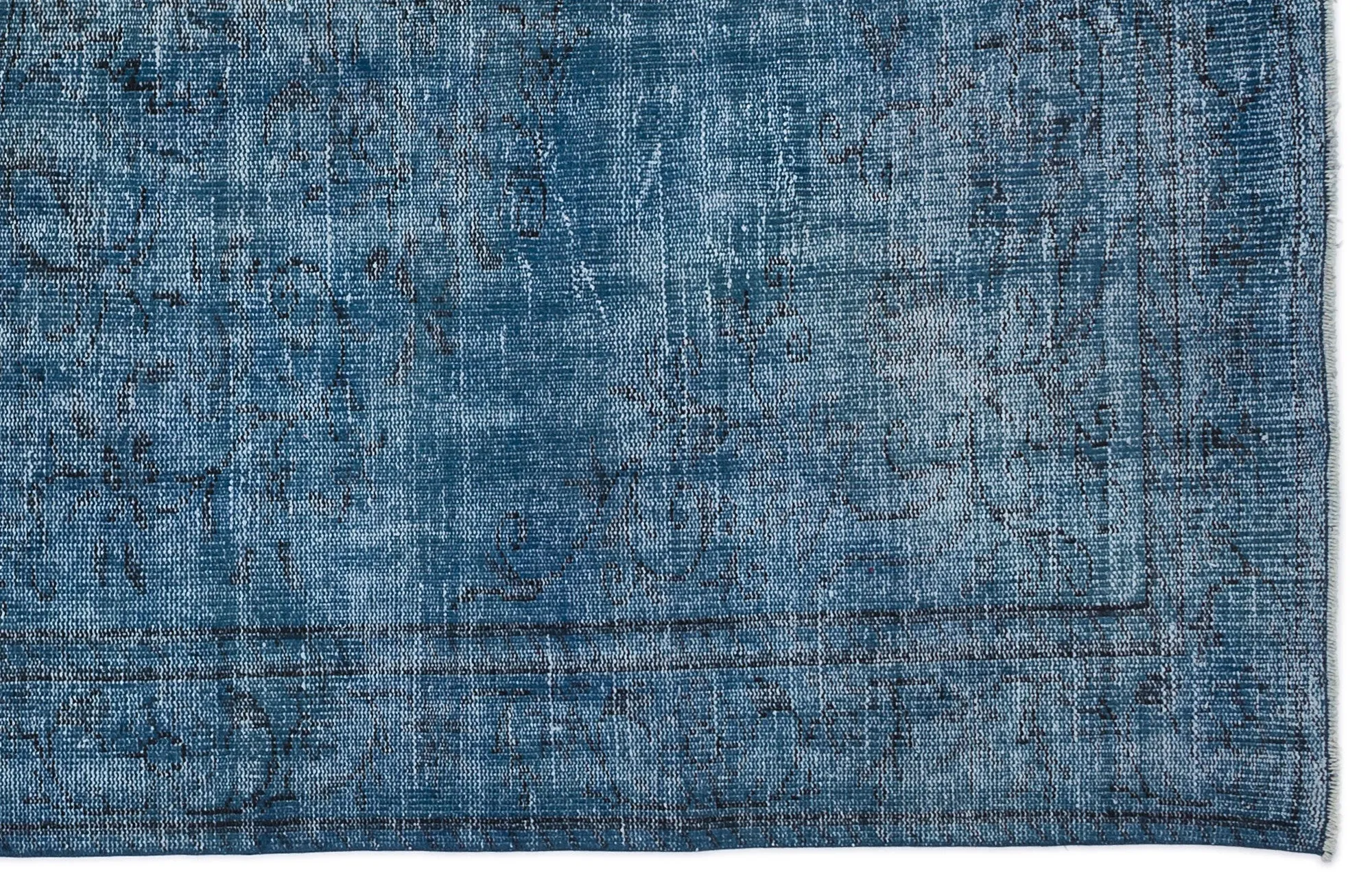 Retro Design Turquoise Over Dyed Vintage Rug 5'12'' x 9'5'' ft 182 x 287 cm