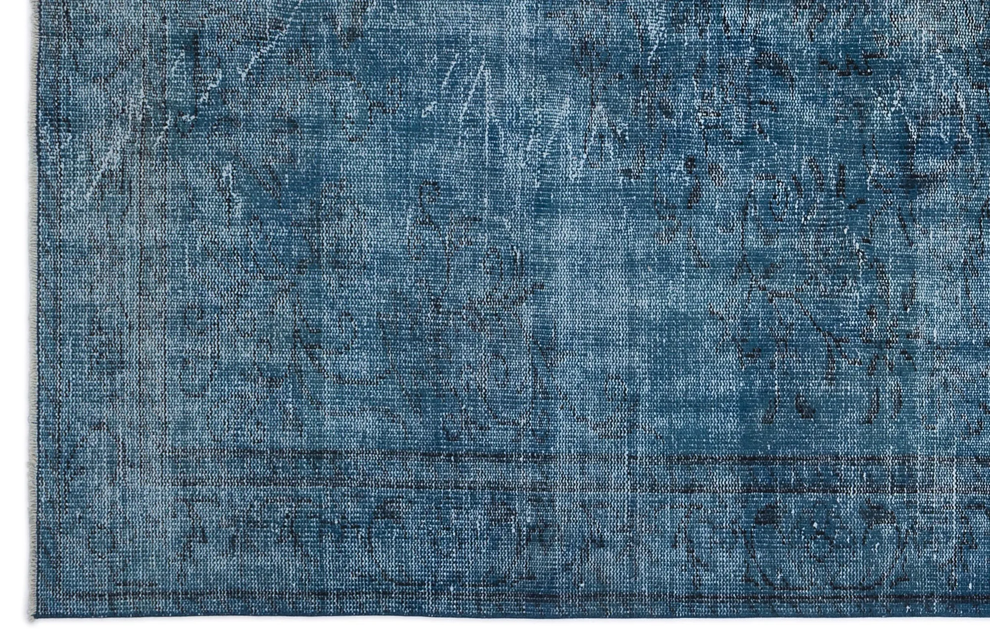 Retro Design Turquoise Over Dyed Vintage Rug 5'12'' x 9'5'' ft 182 x 287 cm