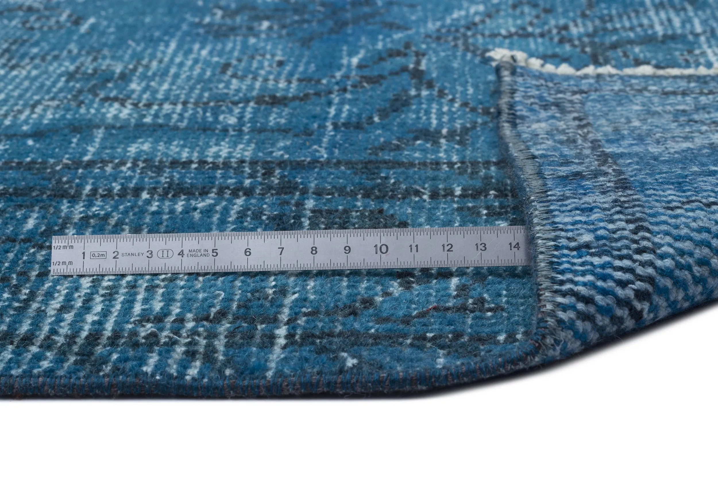 Retro Design Turquoise Over Dyed Vintage Rug 5'12'' x 9'5'' ft 182 x 287 cm
