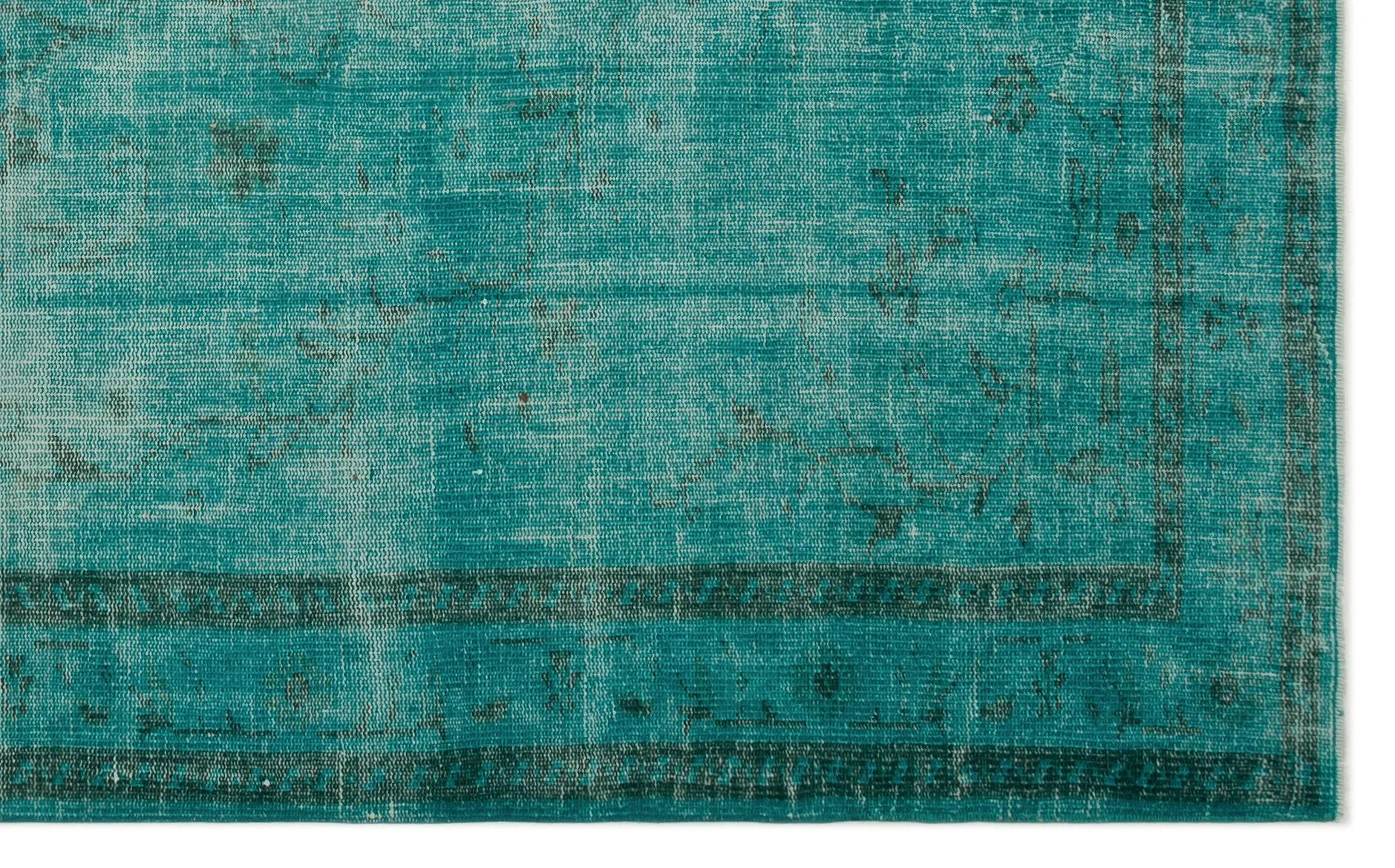 Retro Design Turquoise Over Dyed Vintage Rug 5'4'' x 8'9'' ft 163 x 267 cm
