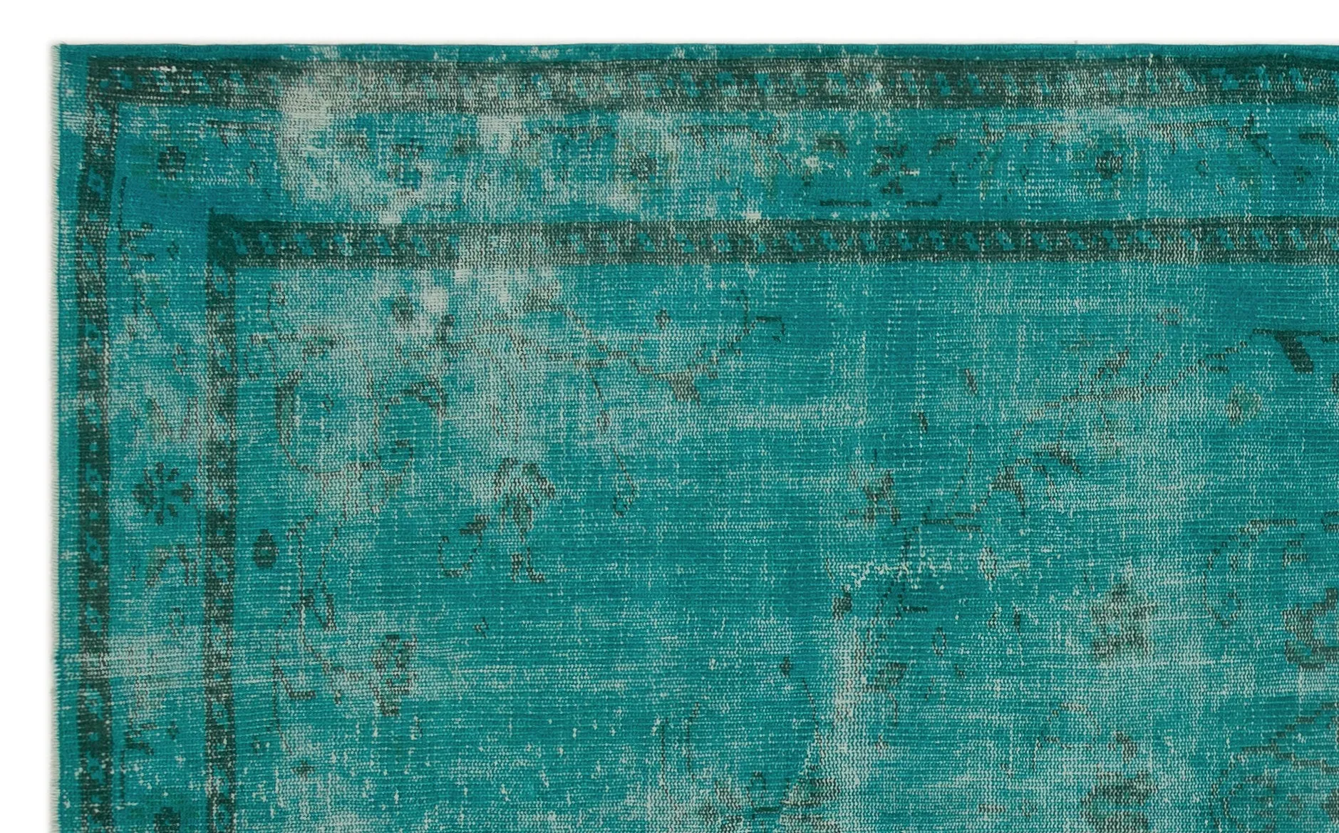 Retro Design Turquoise Over Dyed Vintage Rug 5'4'' x 8'9'' ft 163 x 267 cm