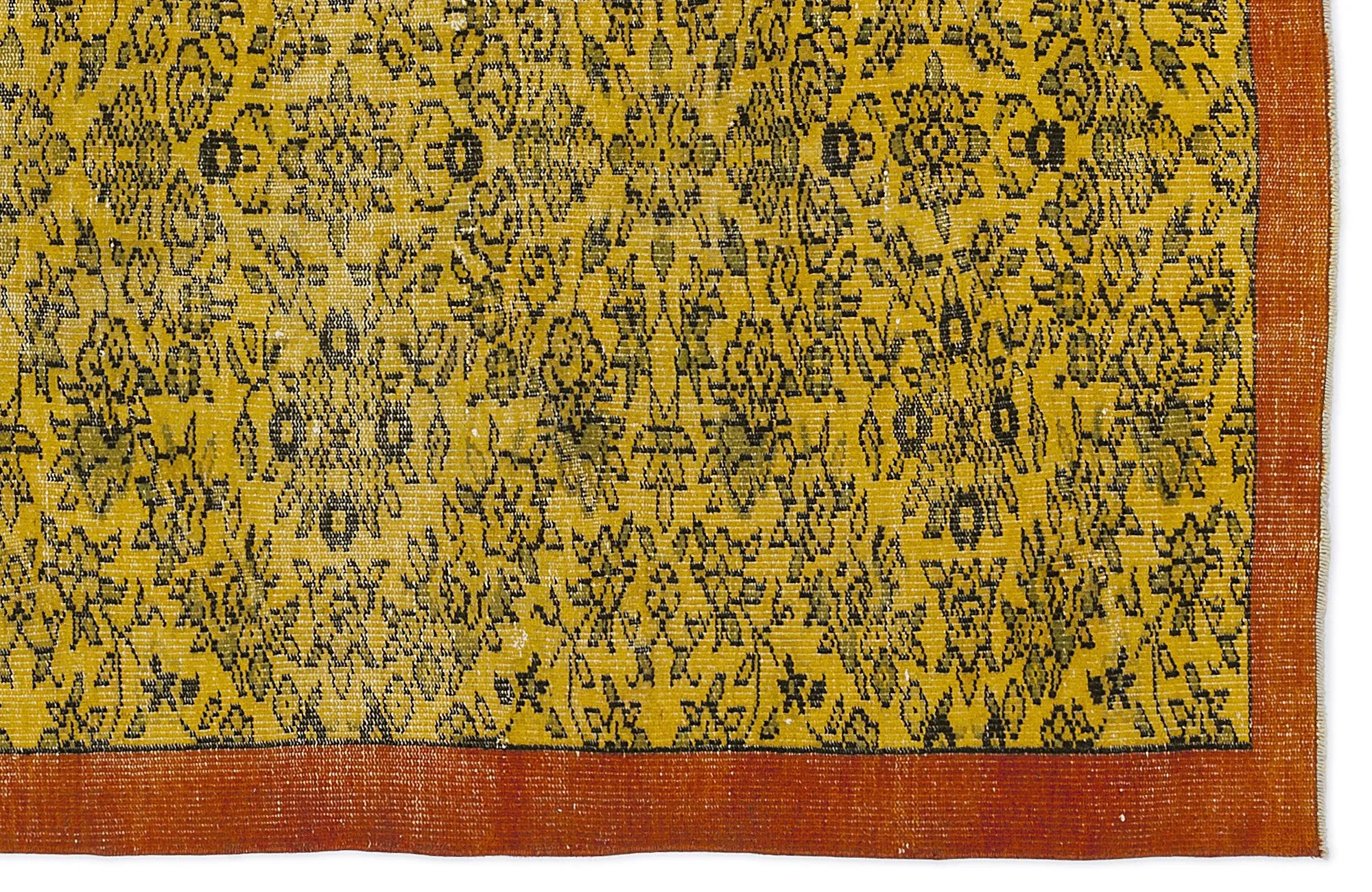 Retro Design Yellow Over Dyed Vintage Rug 4'8'' x 9'0'' ft 143 x 275 cm