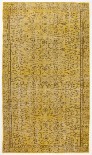 Retro Design Yellow Over Dyed Vintage Rug 5'5'' x 9'4'' ft 165 x 285 cm