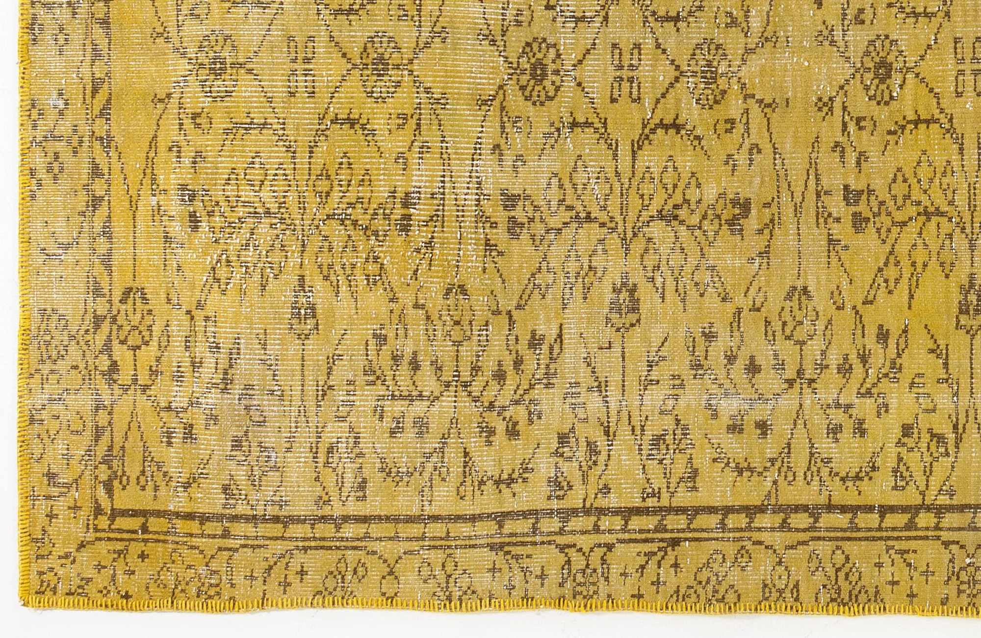Retro Design Yellow Over Dyed Vintage Rug 5'5'' x 9'4'' ft 165 x 285 cm