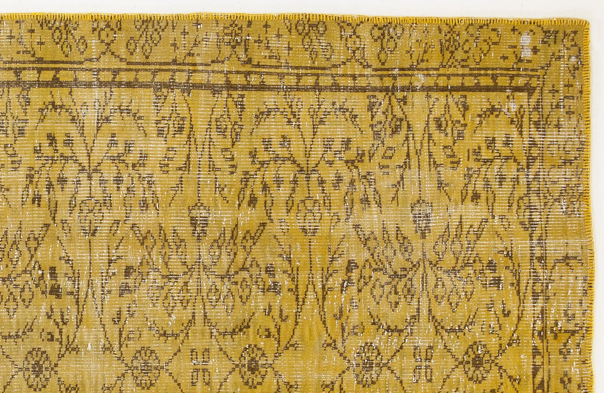 Retro Design Yellow Over Dyed Vintage Rug 5'5'' x 9'4'' ft 165 x 285 cm