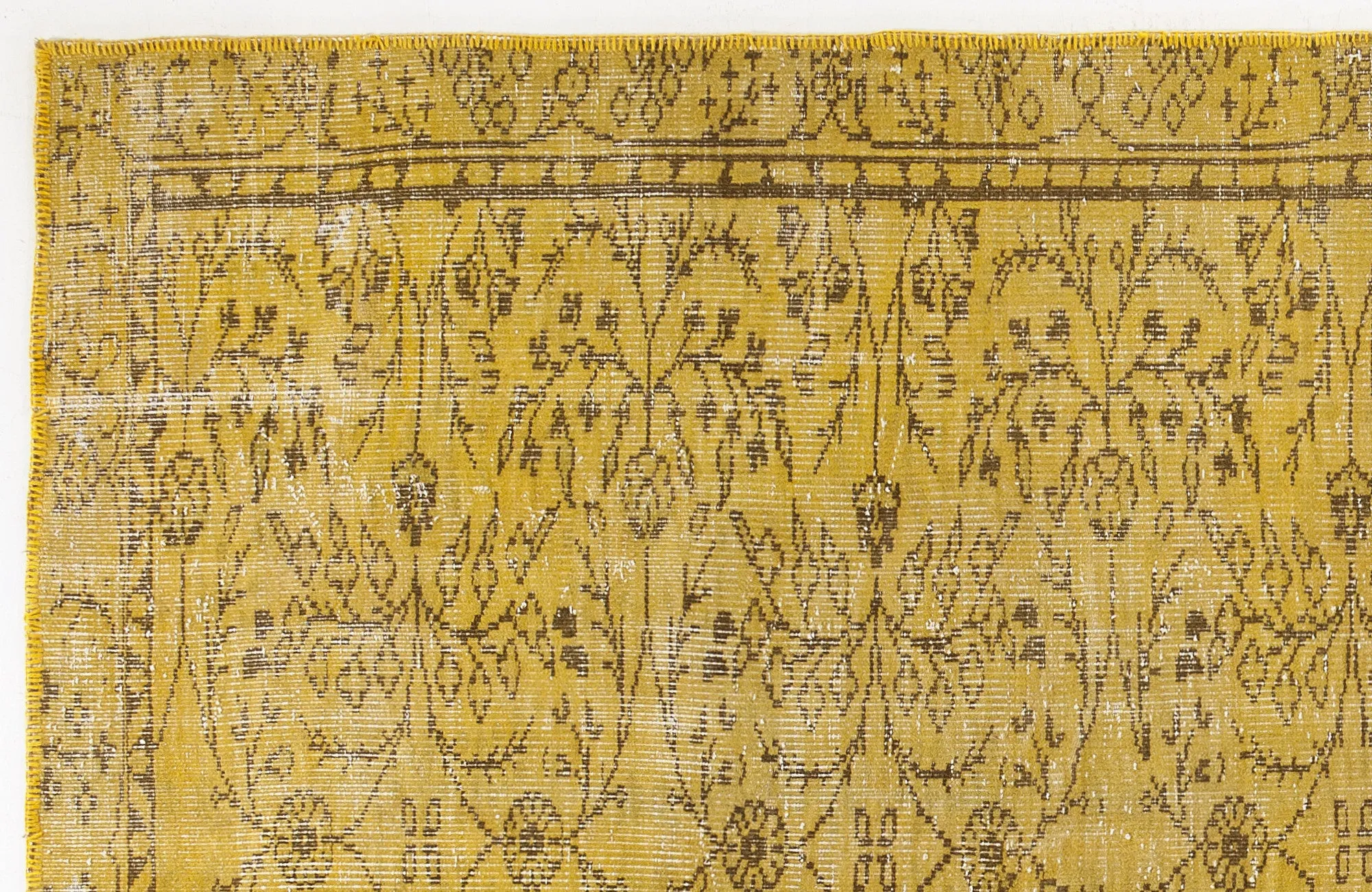 Retro Design Yellow Over Dyed Vintage Rug 5'5'' x 9'4'' ft 165 x 285 cm