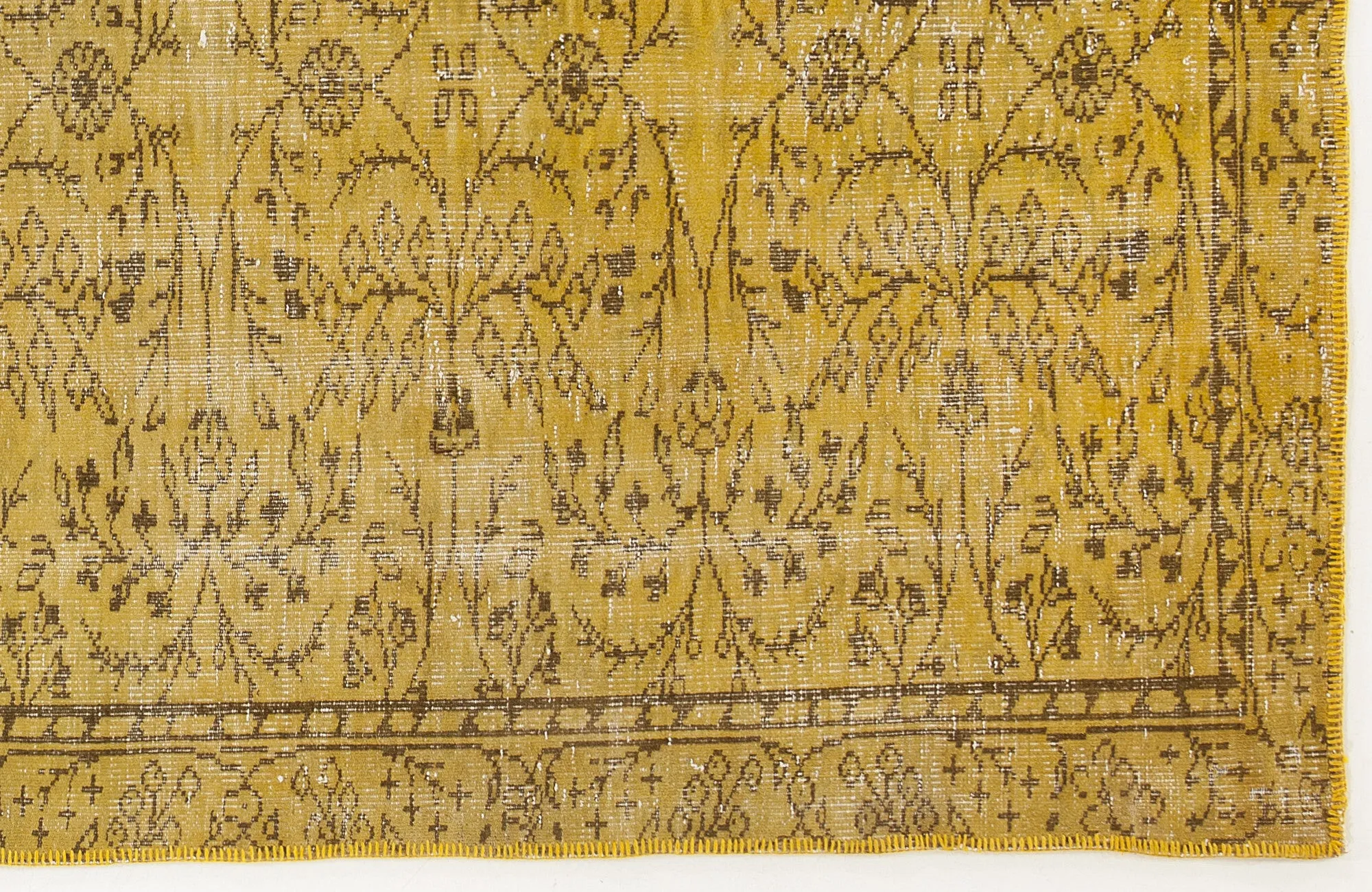 Retro Design Yellow Over Dyed Vintage Rug 5'5'' x 9'4'' ft 165 x 285 cm