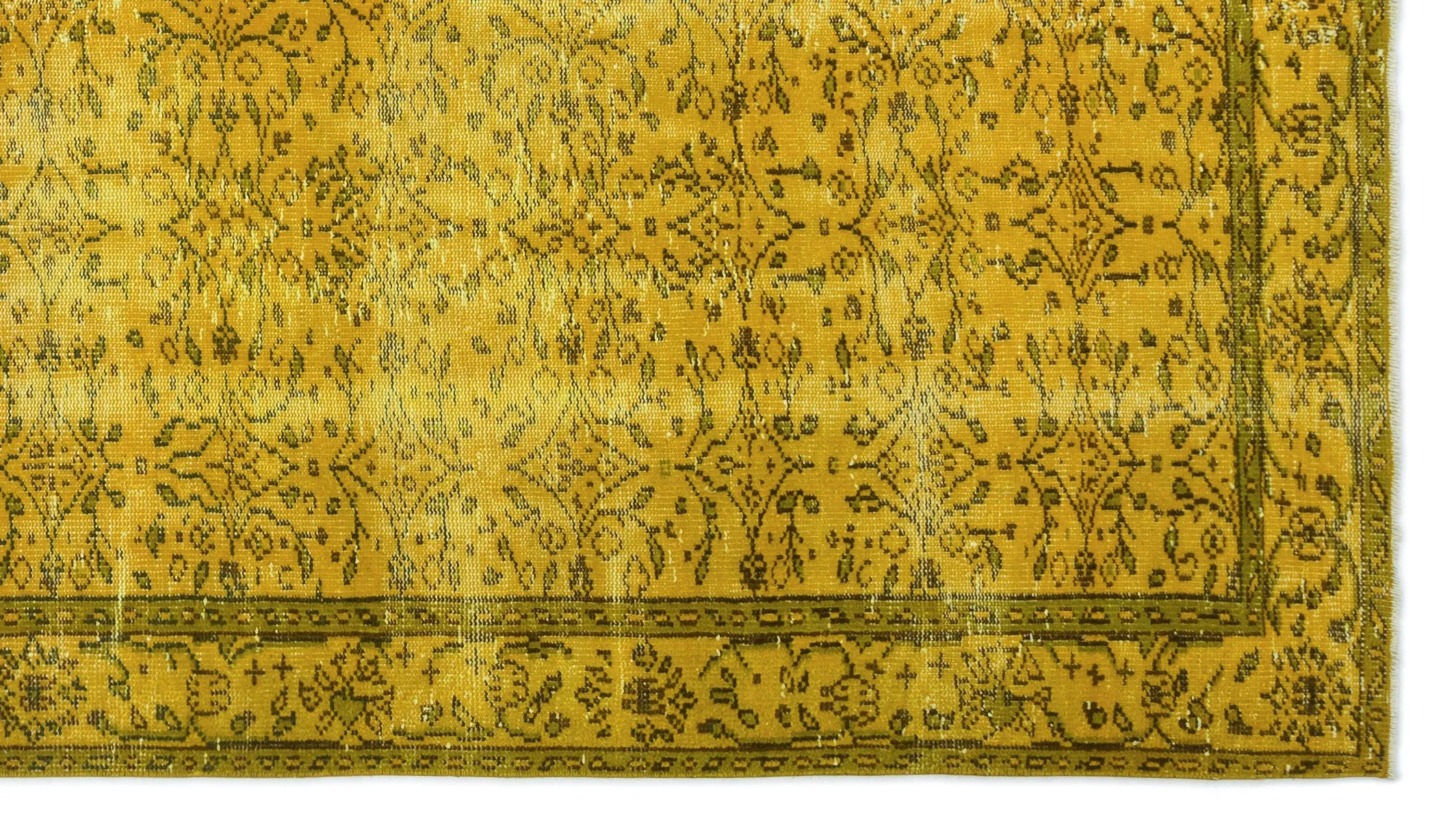 Retro Design Yellow Over Dyed Vintage Rug 5'7'' x 9'11'' ft 169 x 302 cm