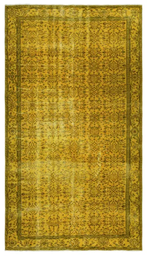Retro Design Yellow Over Dyed Vintage Rug 5'7'' x 9'11'' ft 169 x 302 cm