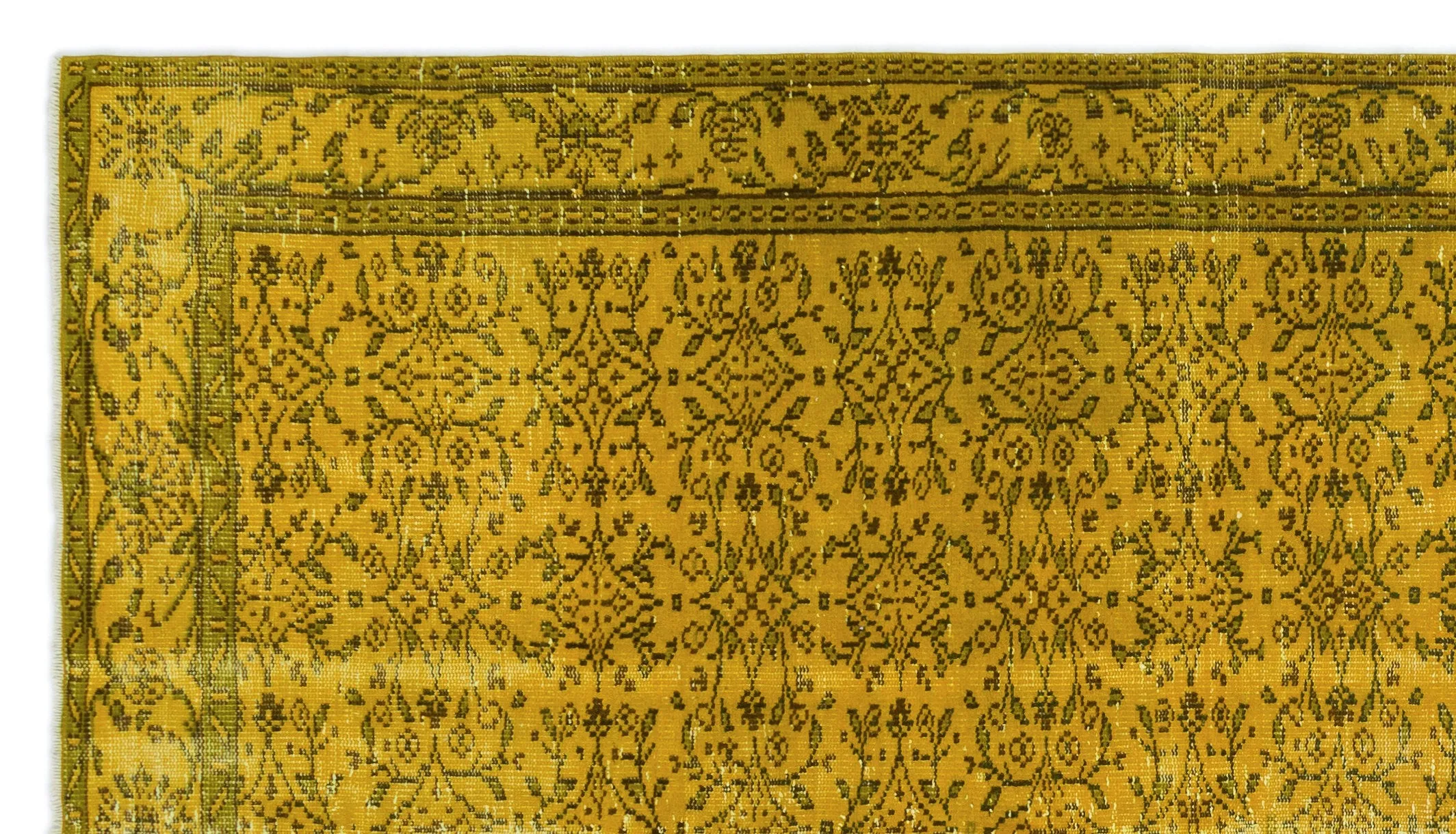 Retro Design Yellow Over Dyed Vintage Rug 5'7'' x 9'11'' ft 169 x 302 cm