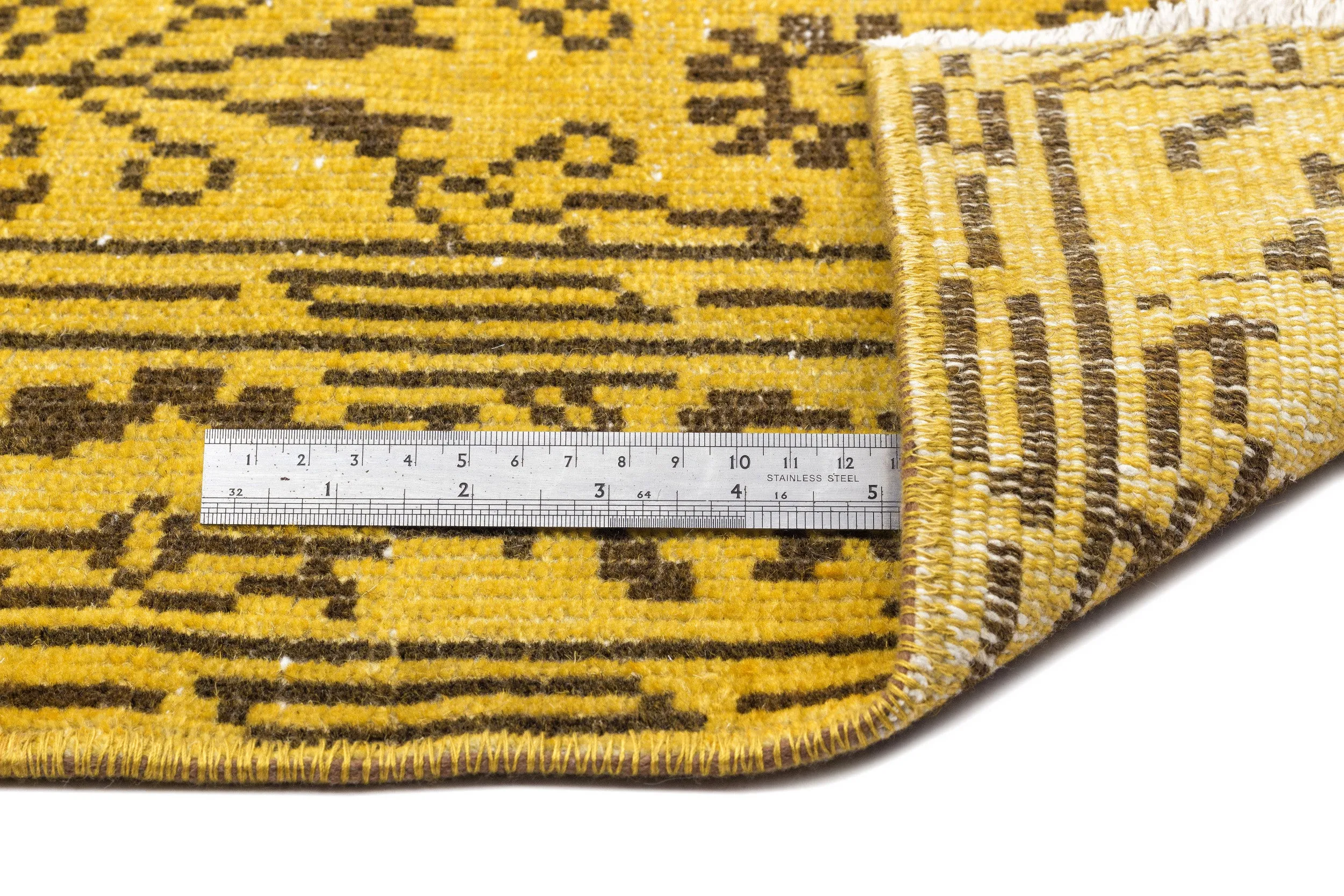 Retro Design Yellow Over Dyed Vintage Rug 5'9'' x 9'4'' ft 176 x 284 cm