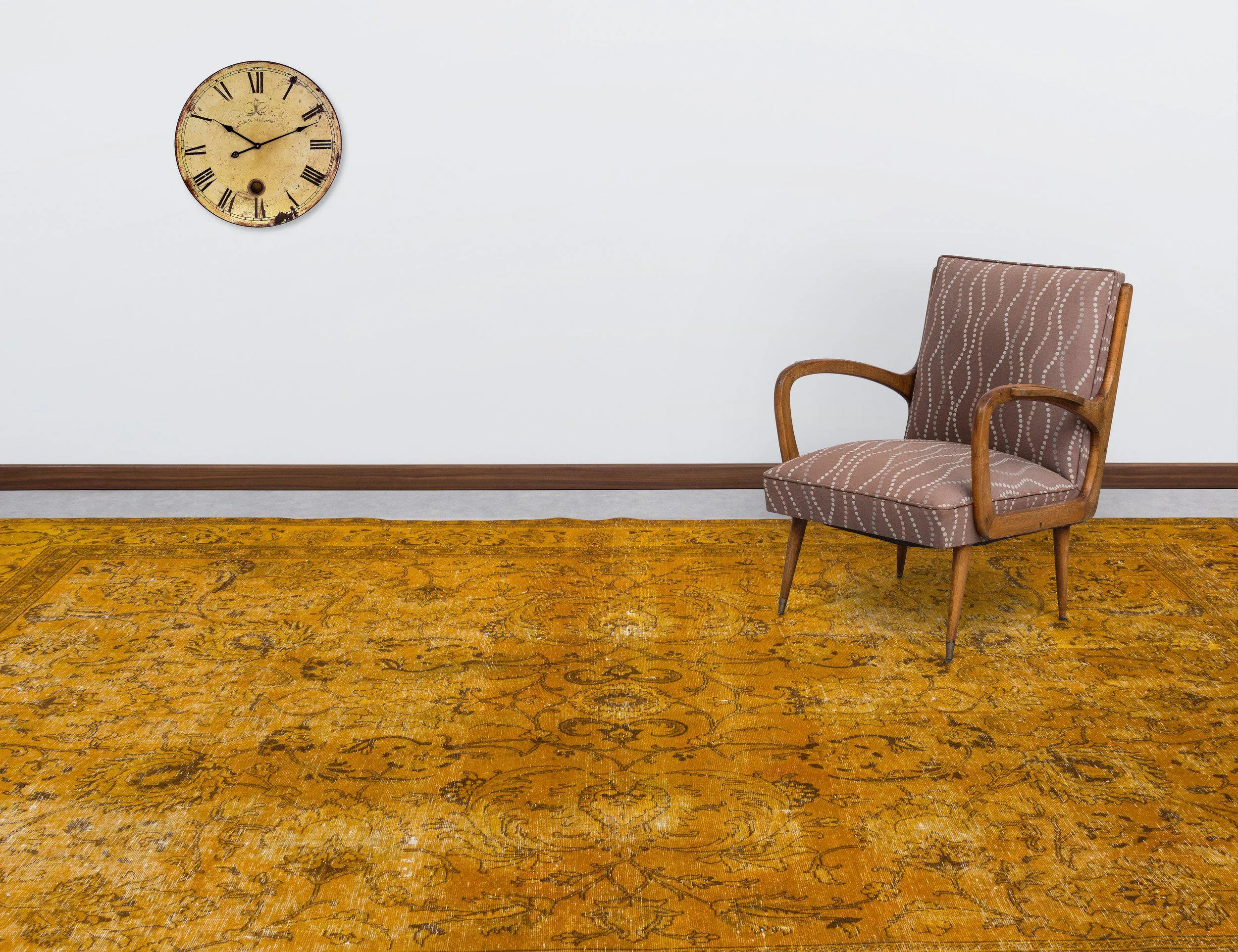 Retro Design Yellow Over Dyed Vintage XLarge Rug 9'3'' x 12'4'' ft 282 x 375 cm