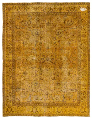 Retro Design Yellow Over Dyed Vintage XLarge Rug 9'3'' x 12'4'' ft 282 x 375 cm