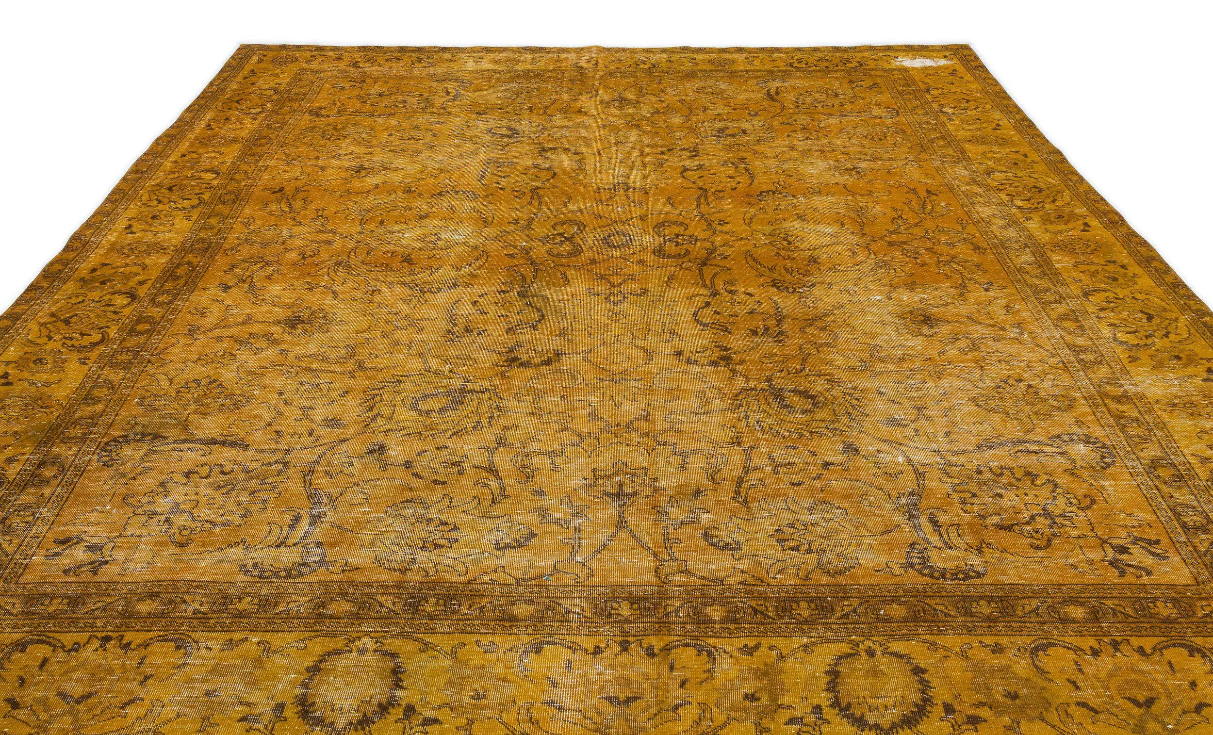 Retro Design Yellow Over Dyed Vintage XLarge Rug 9'3'' x 12'4'' ft 282 x 375 cm