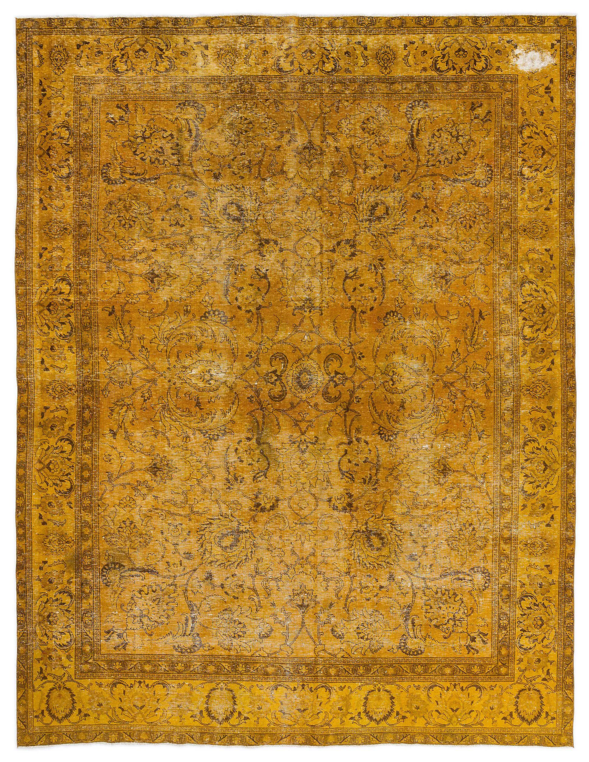 Retro Design Yellow Over Dyed Vintage XLarge Rug 9'3'' x 12'4'' ft 282 x 375 cm