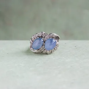 Retro Star Sapphire Two-Stone Bypass Ring, 14k