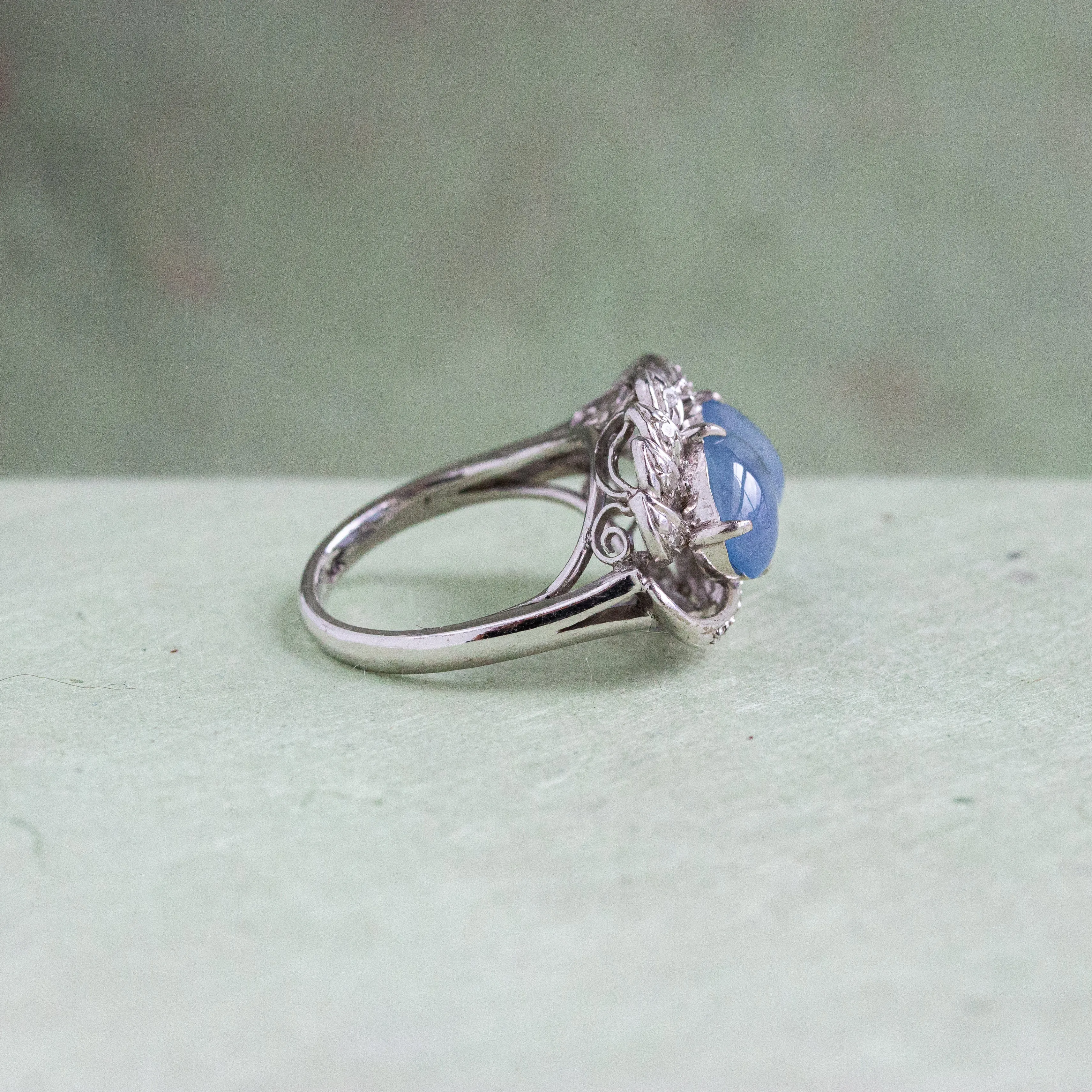 Retro Star Sapphire Two-Stone Bypass Ring, 14k
