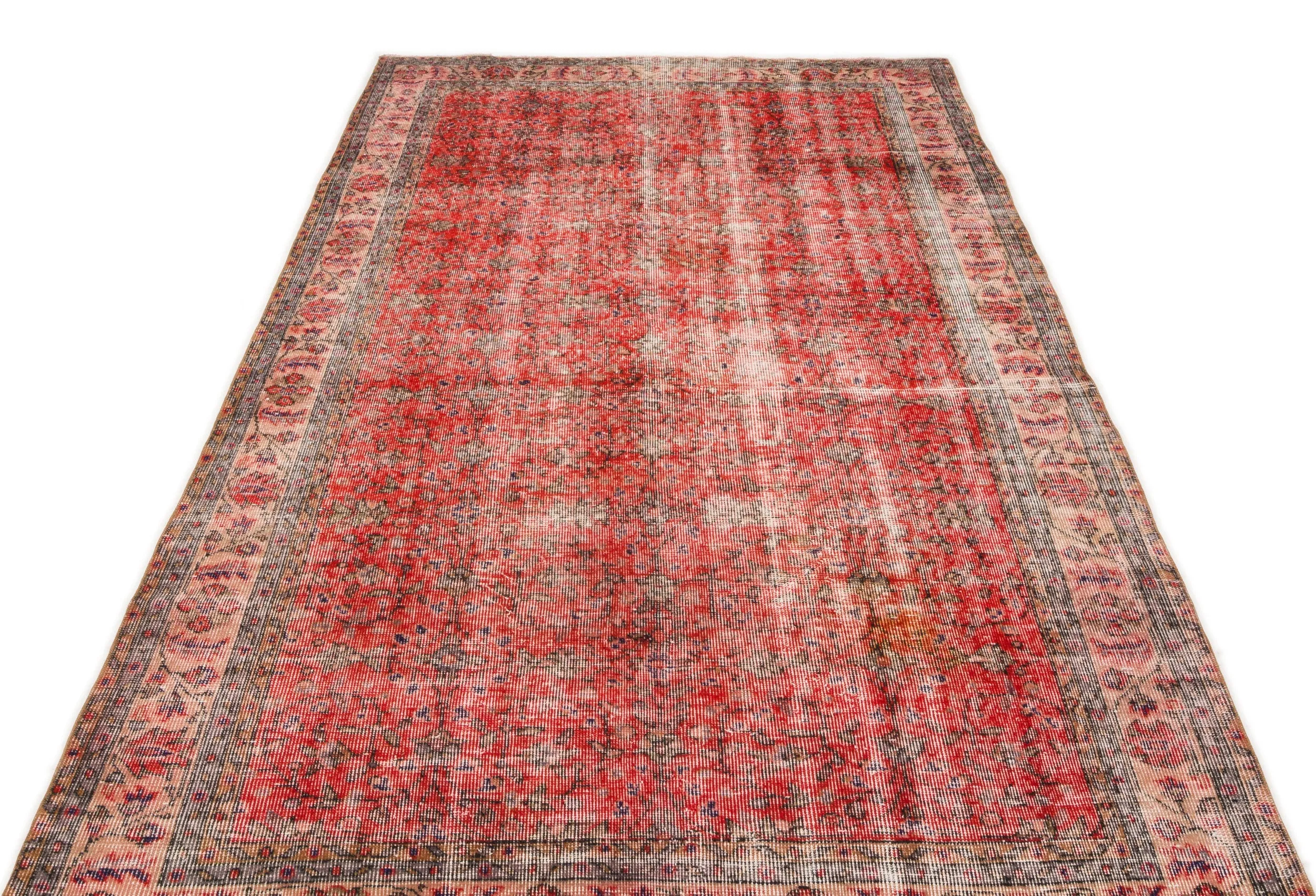 Retro Style Blush Over Dyed Vintage Rug 5'4'' x 8'7'' ft 162 x 262 cm