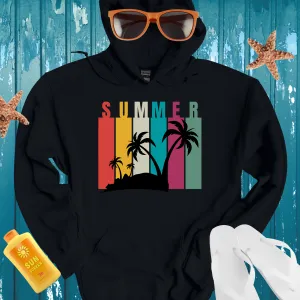 Retro Summer Hoodie With Vibrant Colors And Palm Trees