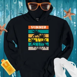 Retro Summer Vibes Hoodie With Gradient Stripes Design