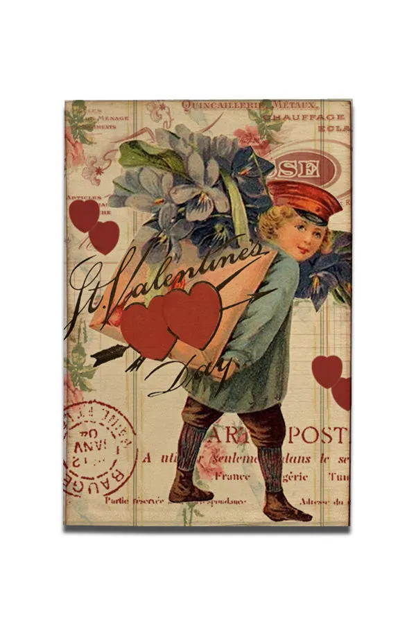 Retro Valentine's Day Wood Postcard