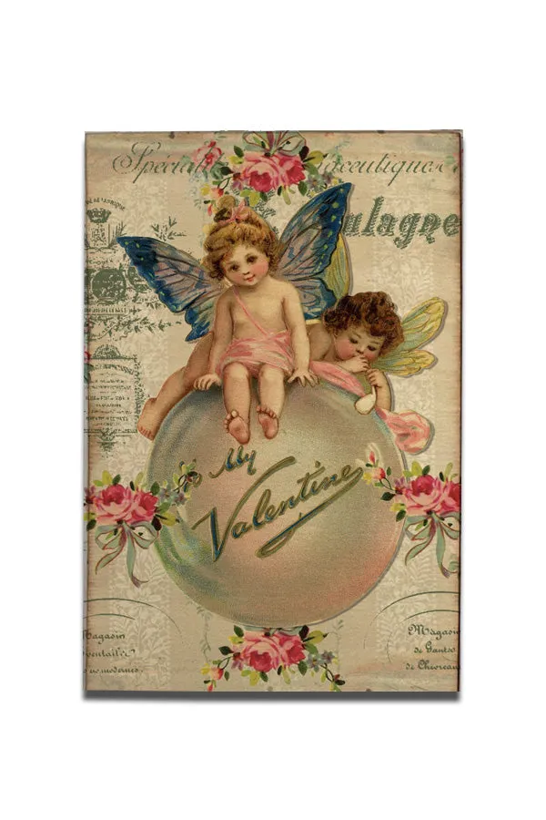 Retro Valentine's Day Wood Postcard