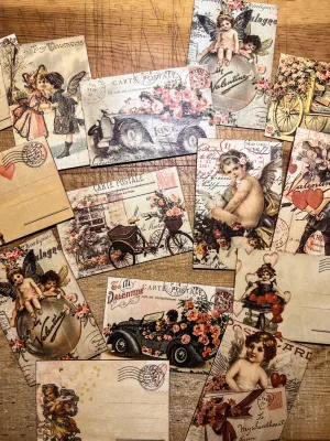 Retro Valentine's Day Wood Postcard