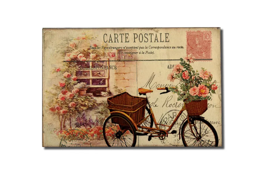 Retro Valentine's Day Wood Postcard