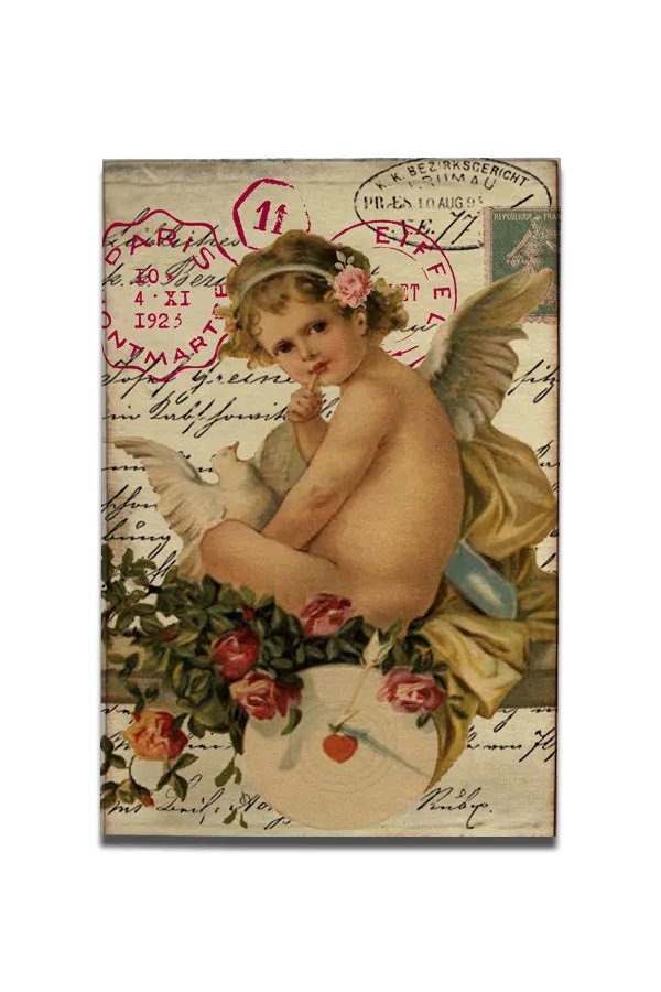 Retro Valentine's Day Wood Postcard
