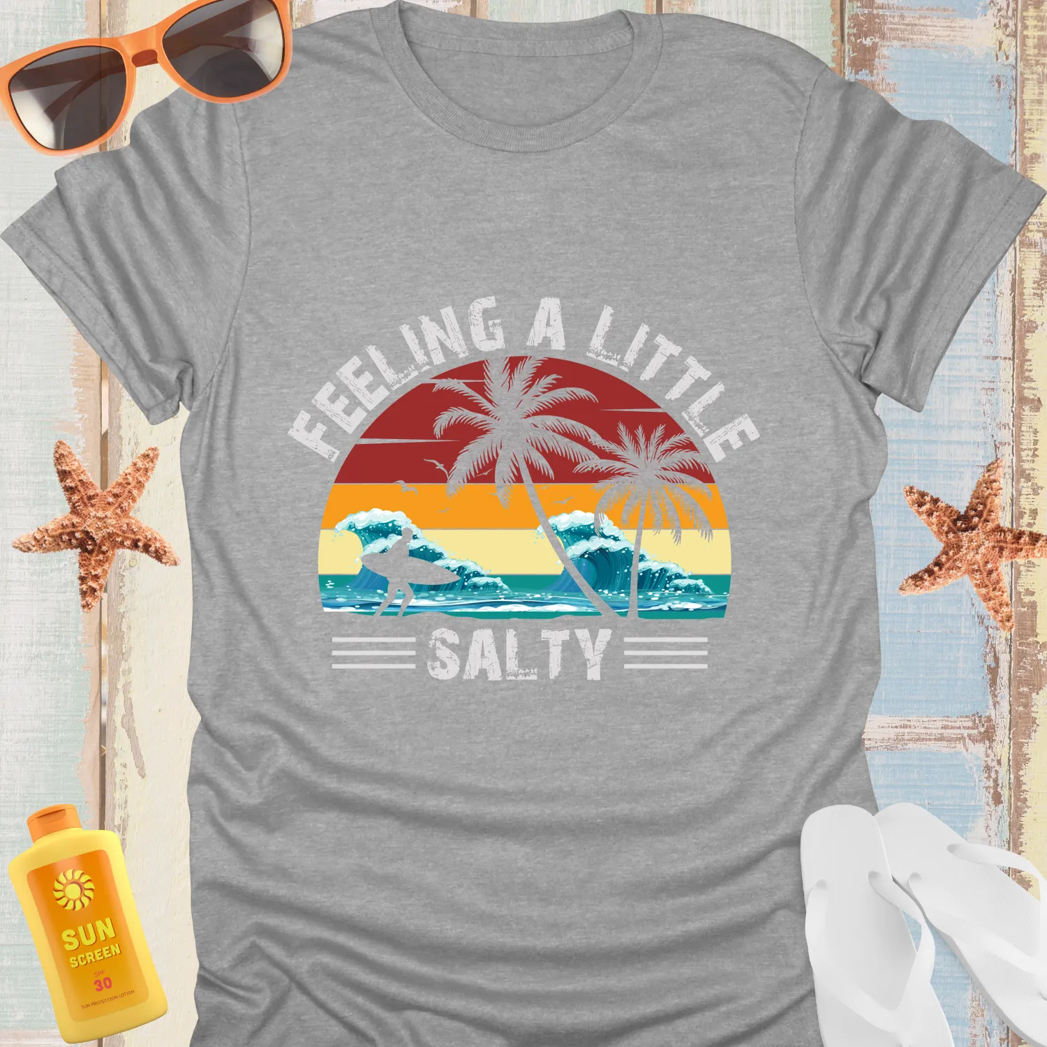 Retro Wave Feeling A Little Salty Tshirt For Surfers