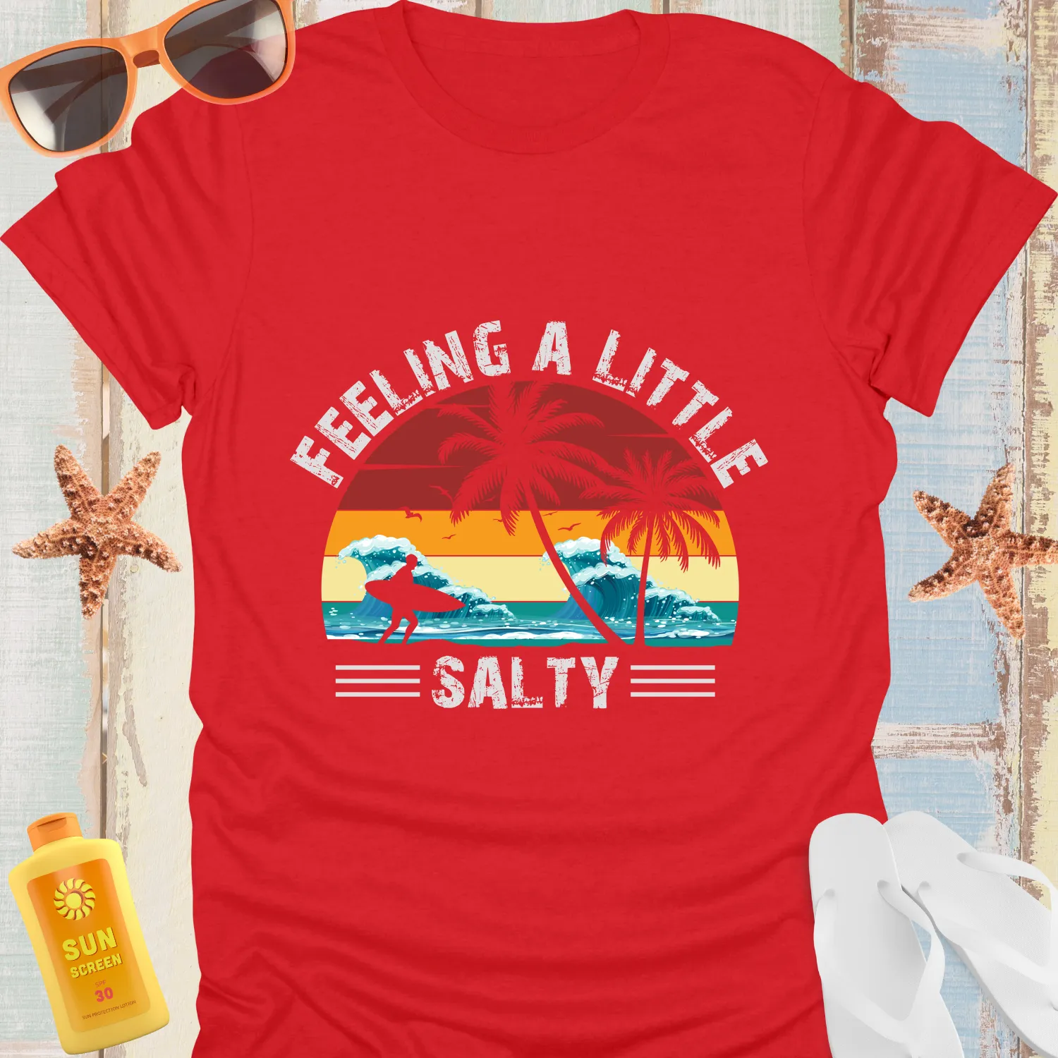 Retro Wave Feeling A Little Salty Tshirt For Surfers