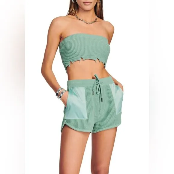REVOLVE SER.O.YA Crochet Knit Short coastal Cottage Spring pastel Green NEW L