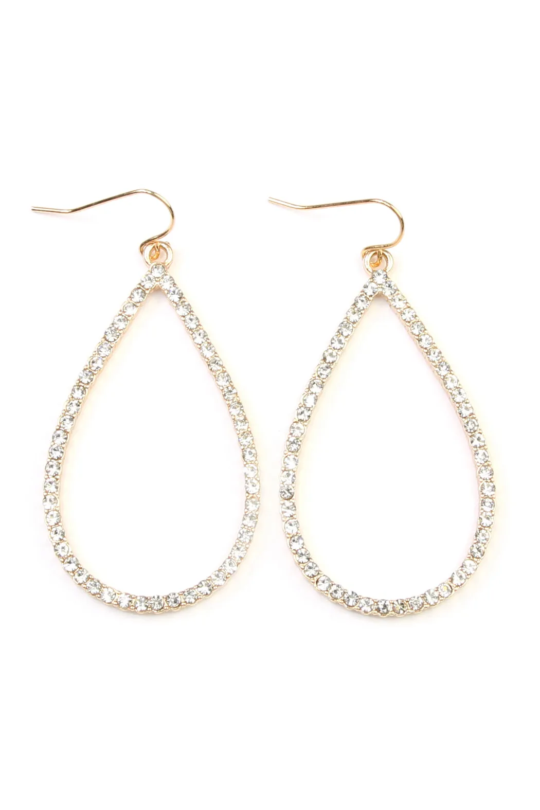 RHINESTONE TEARDROP HOOK EARRINGS